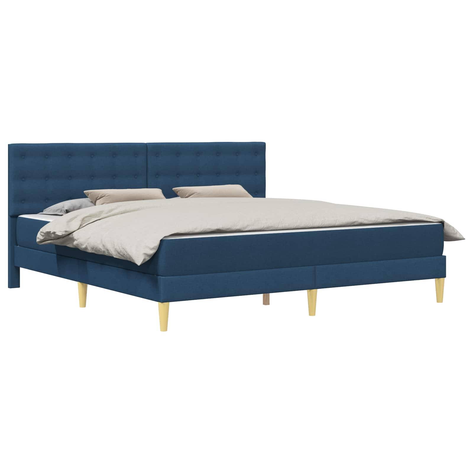 vidaXL Bettgestell mit Matratze mit Kopfteil Blau 200 x 200 cm Stoff