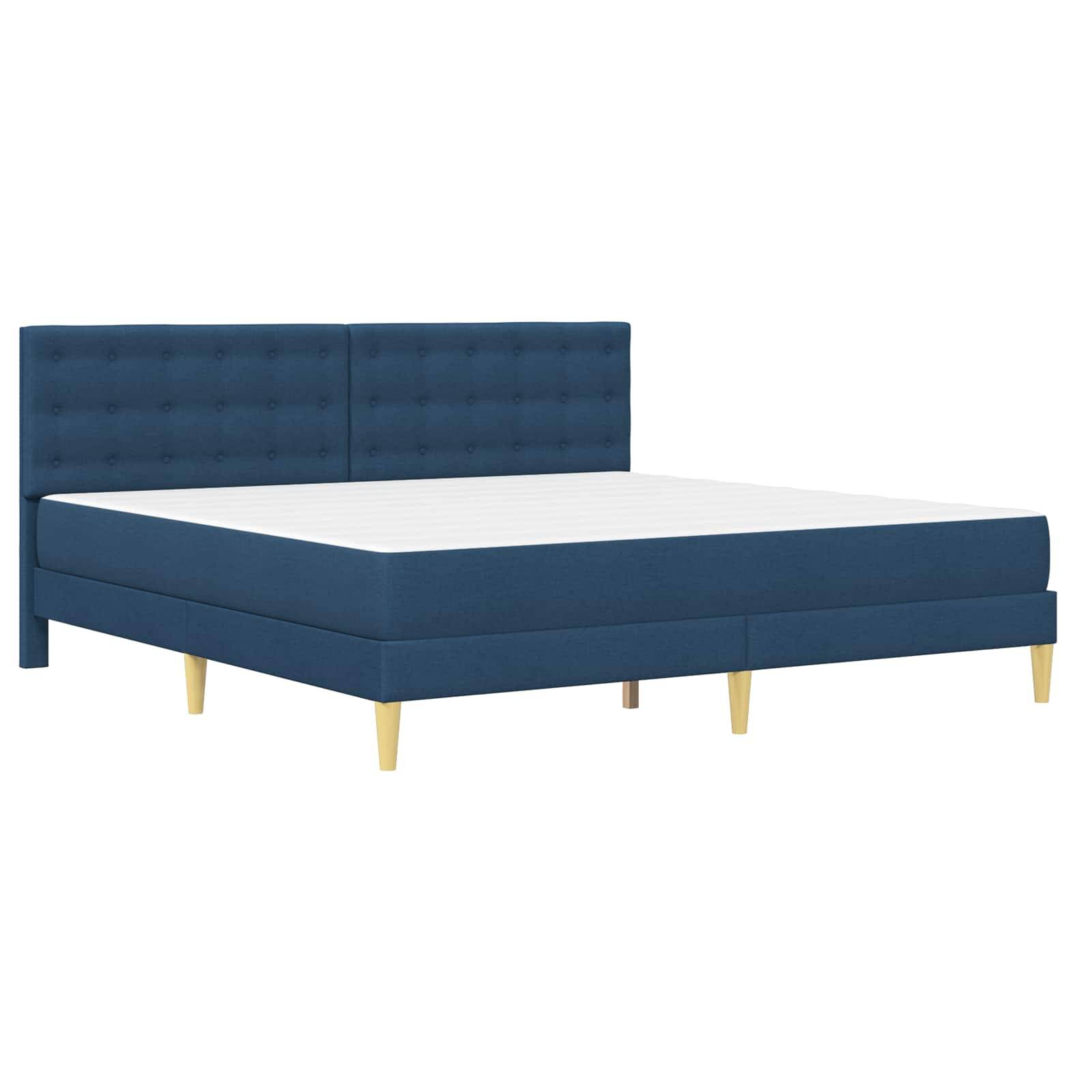 vidaXL Bettgestell mit Matratze mit Kopfteil Blau 200 x 200 cm Stoff