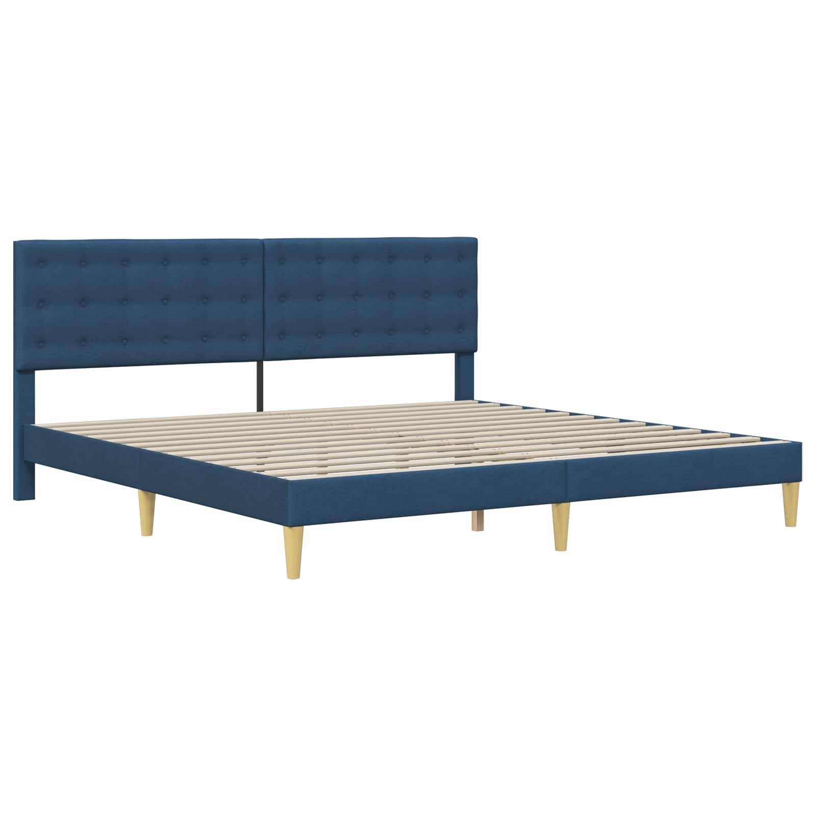 vidaXL Bettgestell mit Matratze mit Kopfteil Blau 200 x 200 cm Stoff