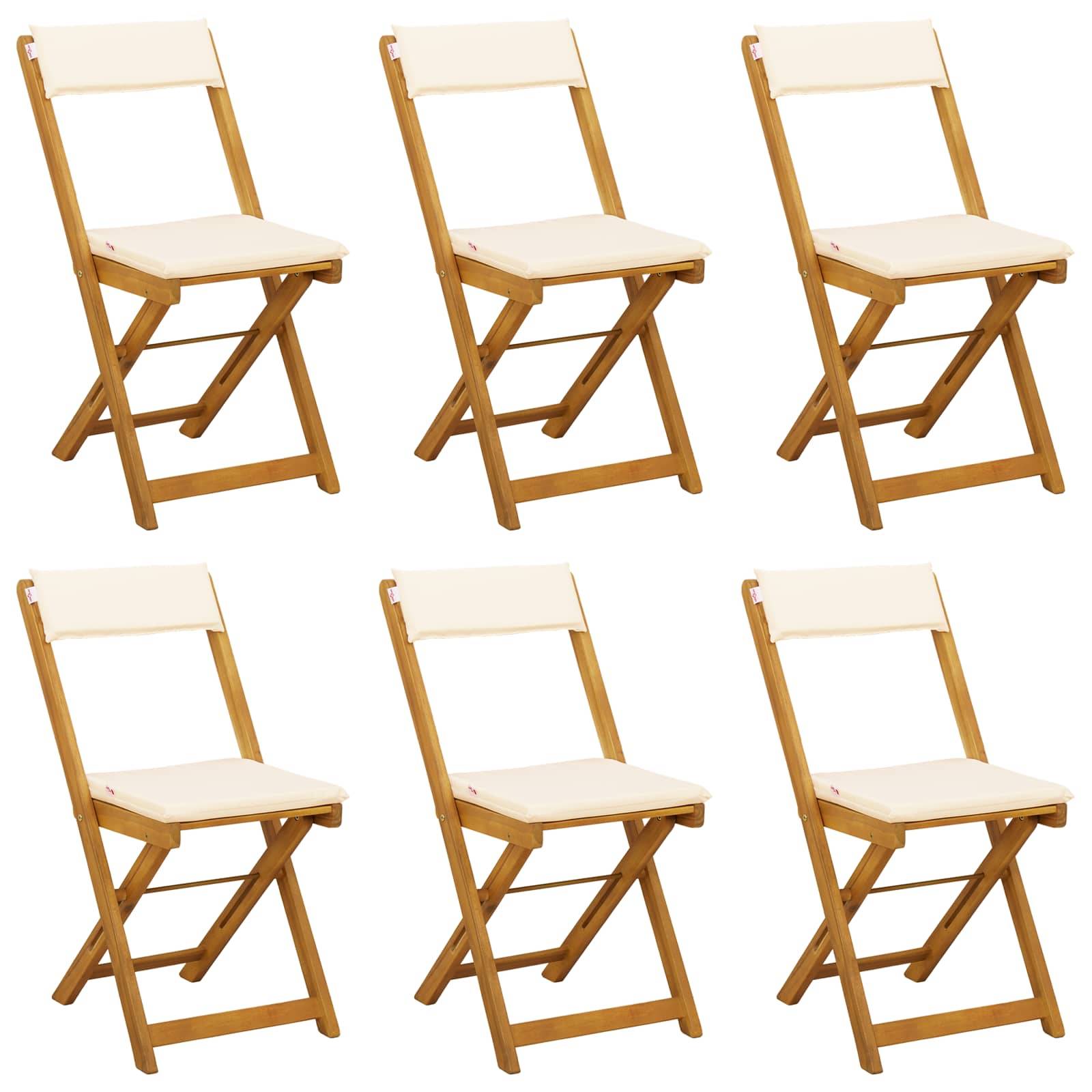 vidaXL Außen Bistro-Stühle 6 pcs Cremeweiß 40 x 53 x 80 cm
