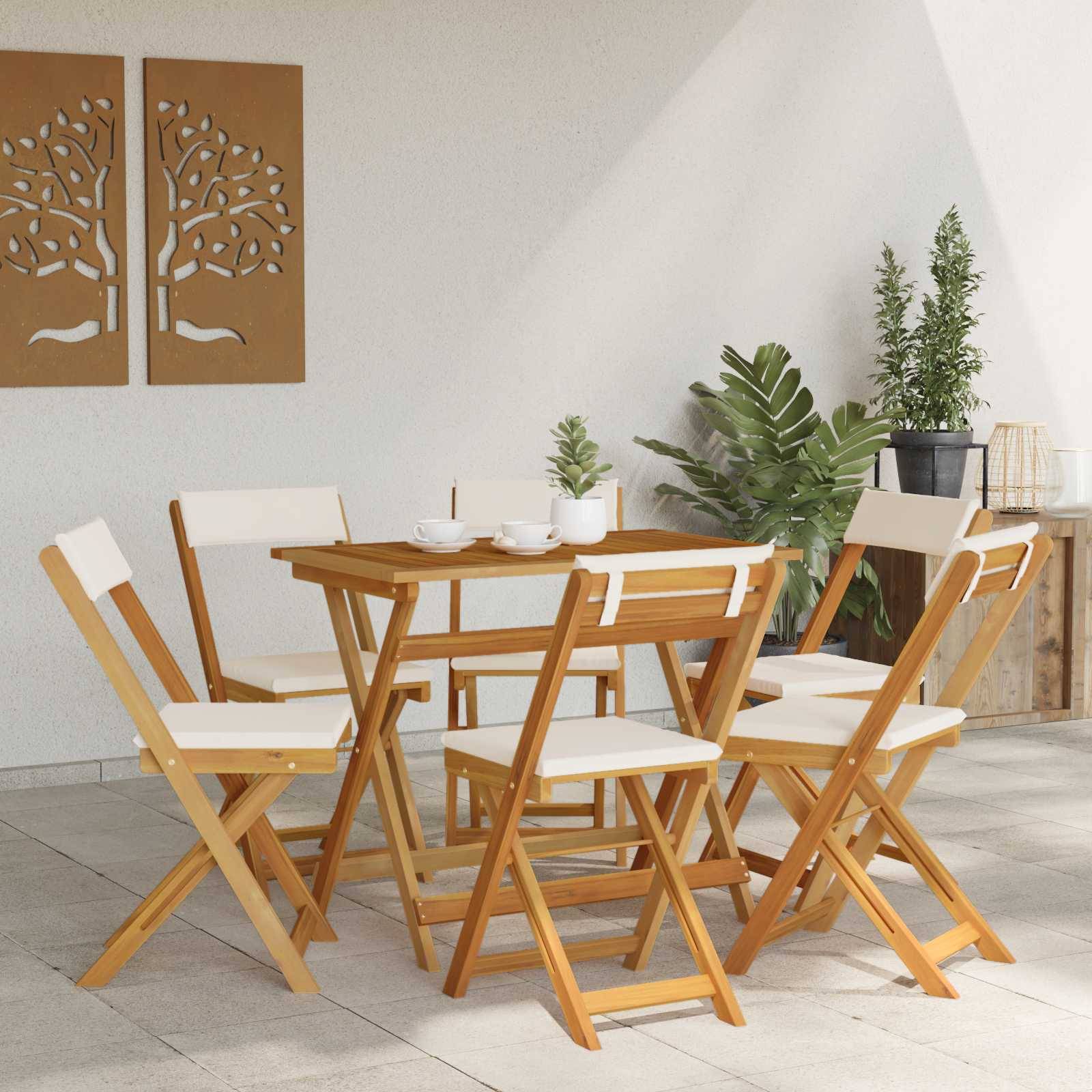 vidaXL Außen Bistro-Stühle 6 pcs Cremeweiß 40 x 53 x 80 cm
