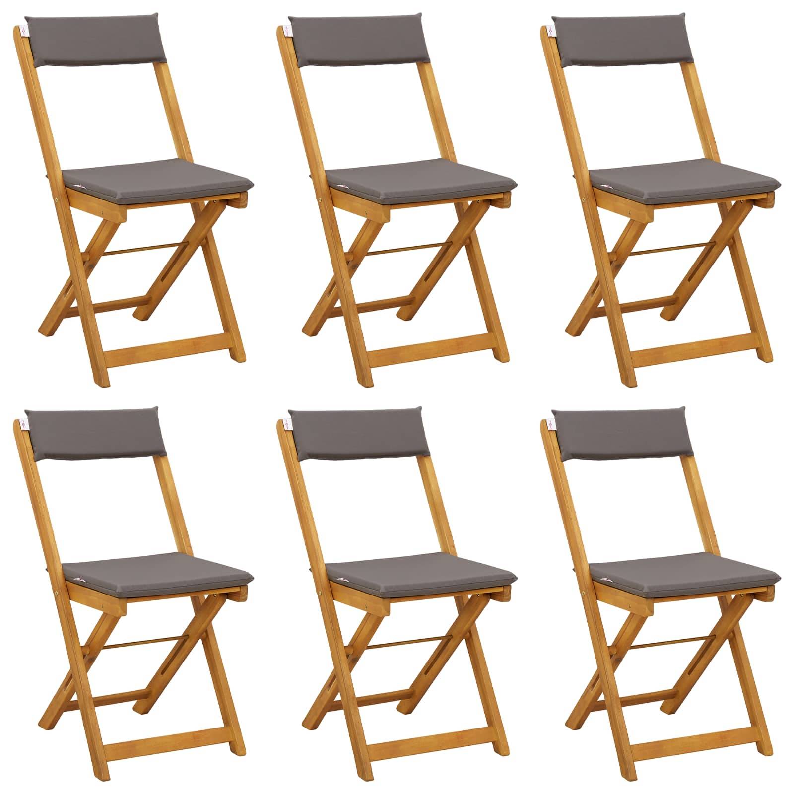 vidaXL Außen Bistro-Stühle 6 pcs Dunkelgrau 40 x 53 x 80 cm
