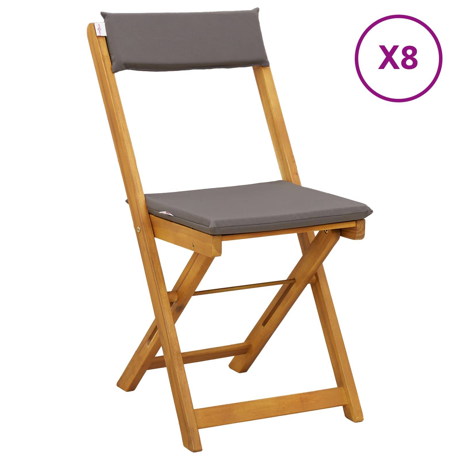 vidaXL Außen Bistro-Stühle 8 pcs Dunkelgrau 40 x 53 x 80 cm