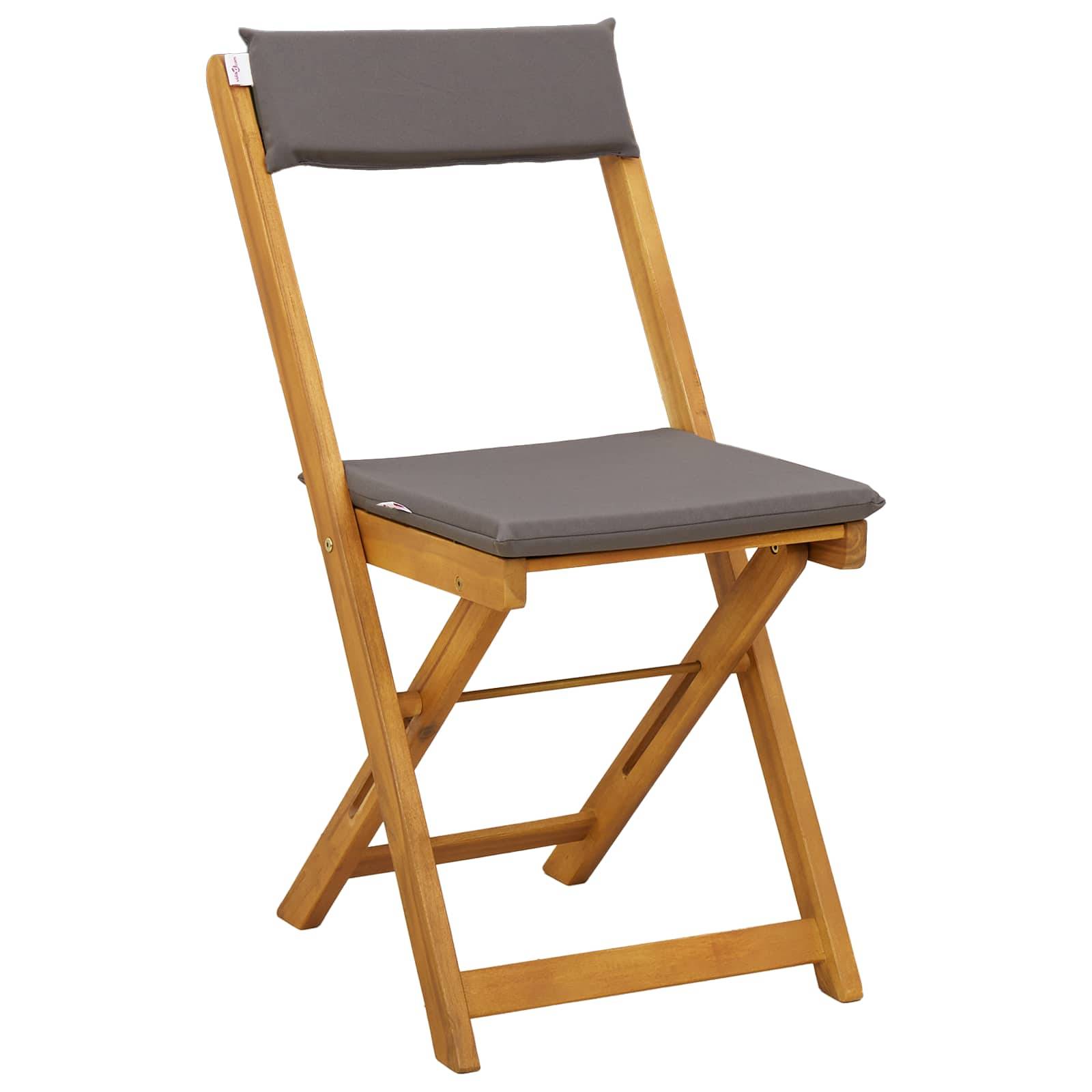 vidaXL Außen Bistro-Stühle mit Kissen 2 pcs Dunkelgrau 40 x 53 x 80 cm