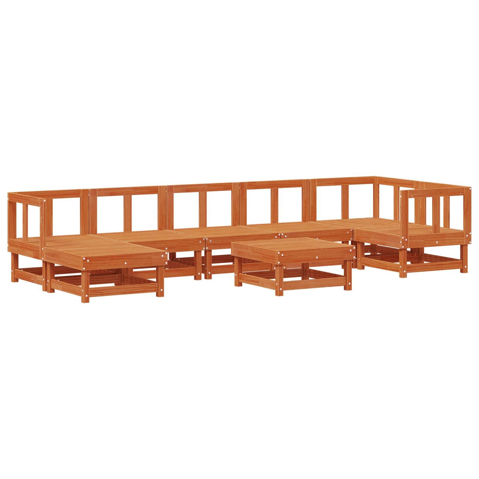 vidaXL Garten-Lounge-Set ARAKIL 8 pcs Wachsbraun Massives Kiefernholz
