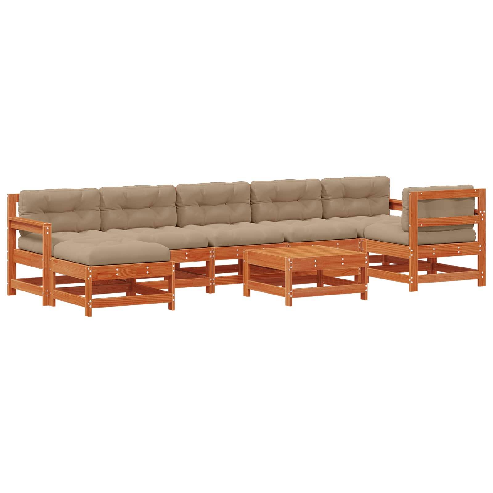 vidaXL Garten-Lounge-Set 8 pcs Wachsbraun Massives Kiefernholz