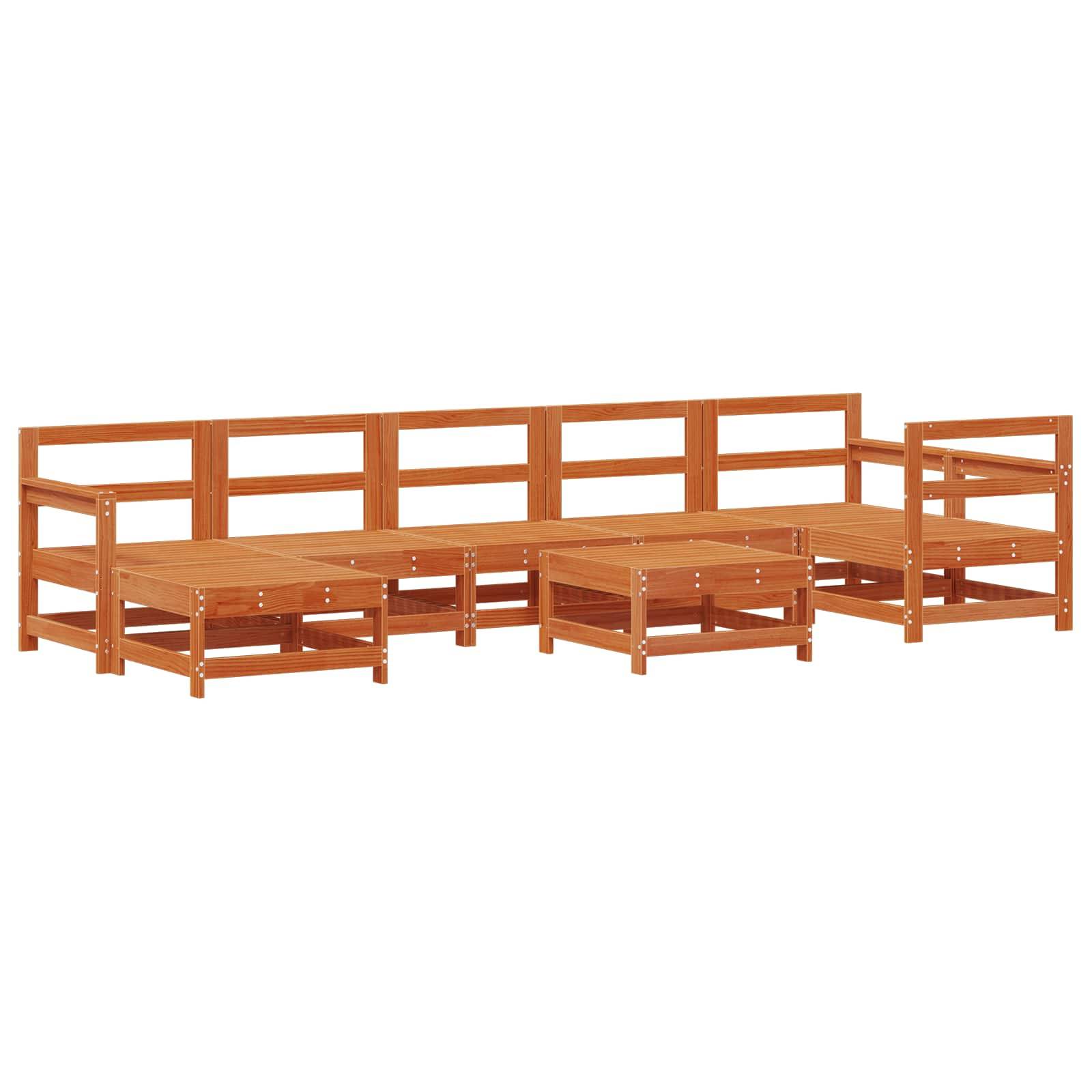 vidaXL Garten-Lounge-Set 8 pcs Wachsbraun Massives Kiefernholz