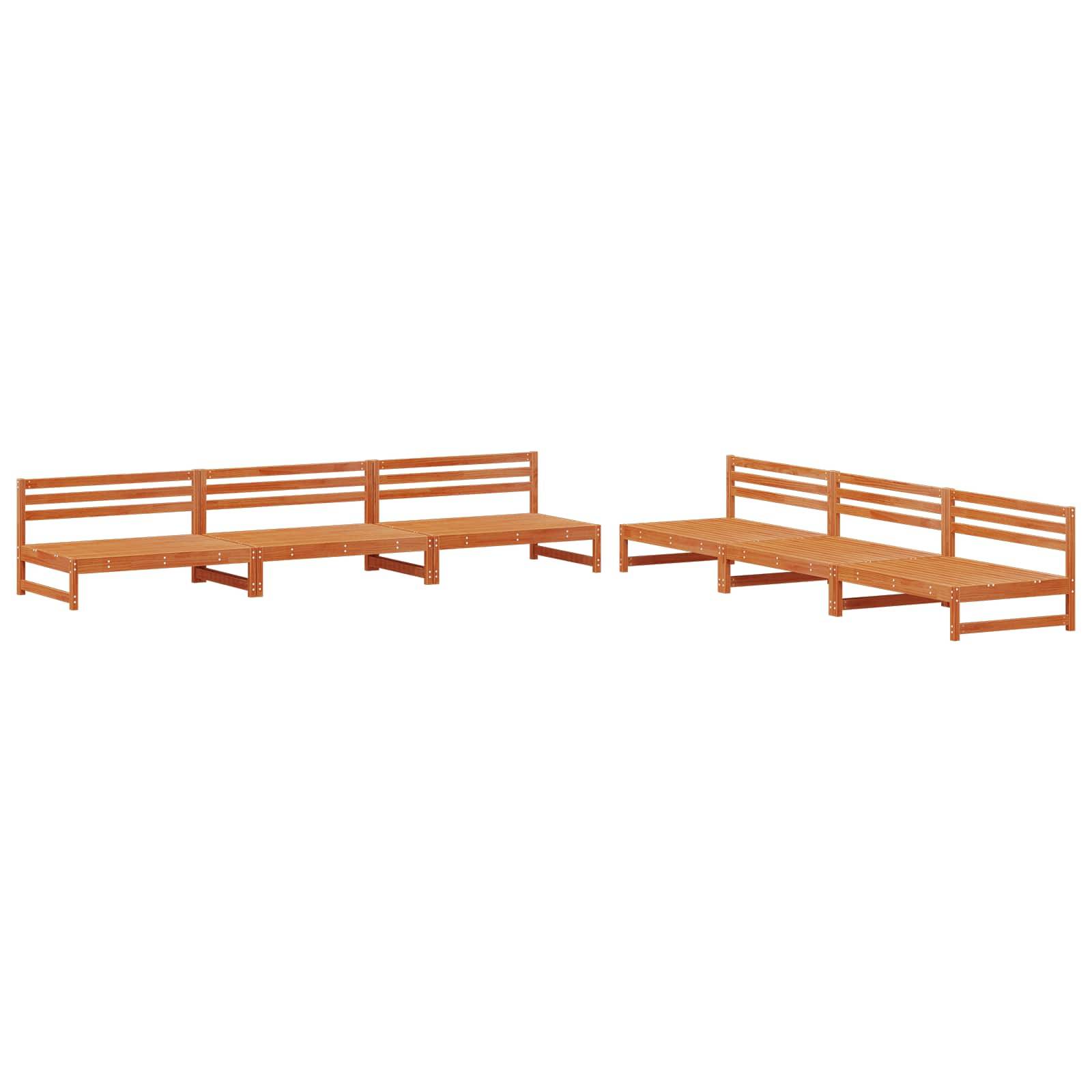 vidaXL Garten-Lounge-Set 6 pcs Wachsbraun Massives Kiefernholz