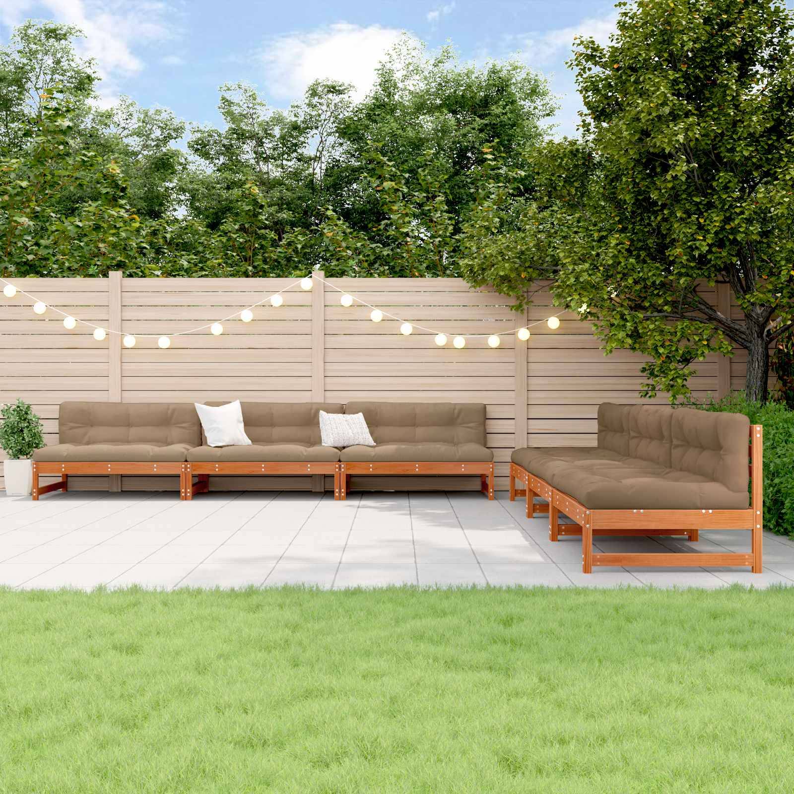 vidaXL Garten-Lounge-Set 6 pcs Wachsbraun Massives Kiefernholz