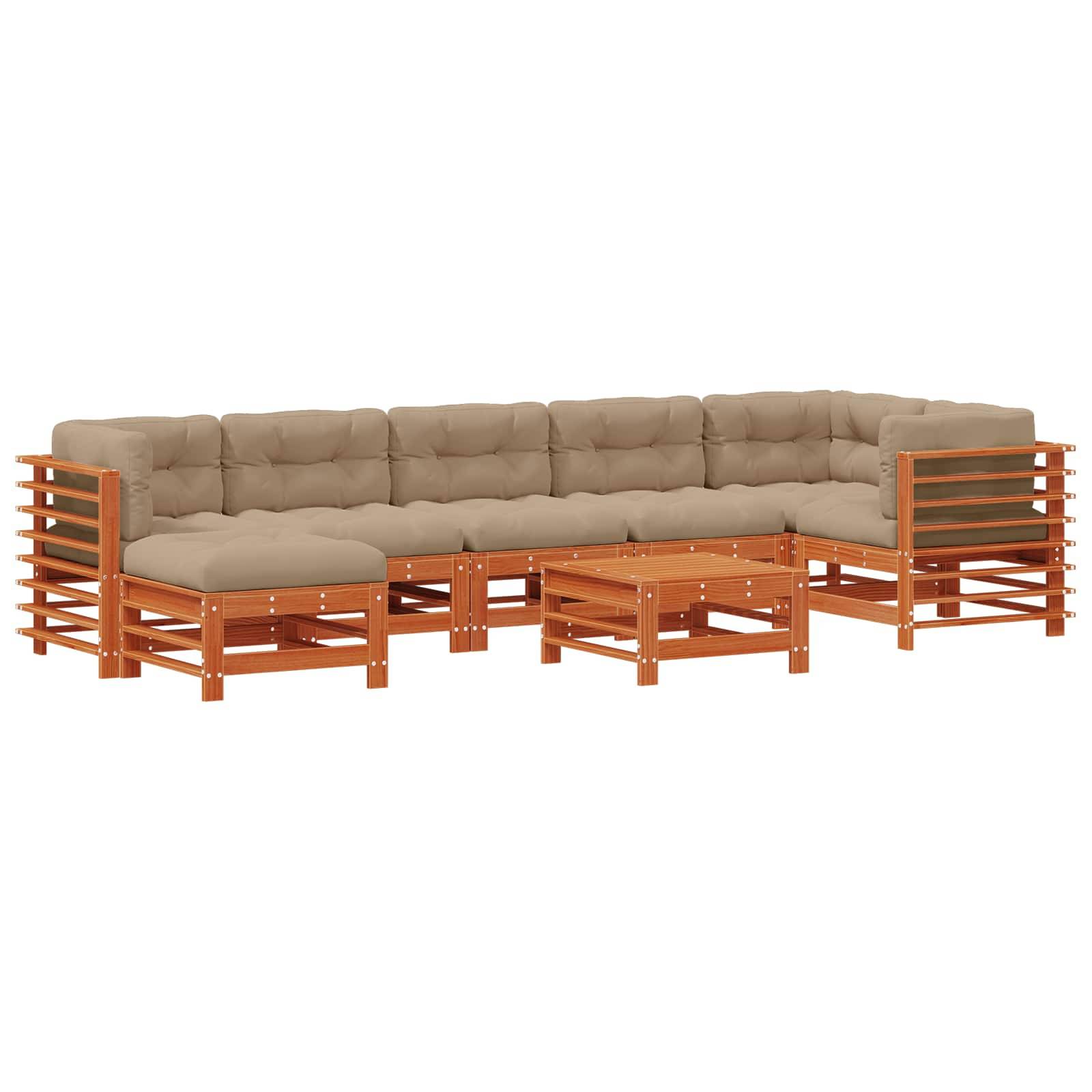 vidaXL Garten-Lounge-Set 8 pcs Wachsbraun Massives Kiefernholz