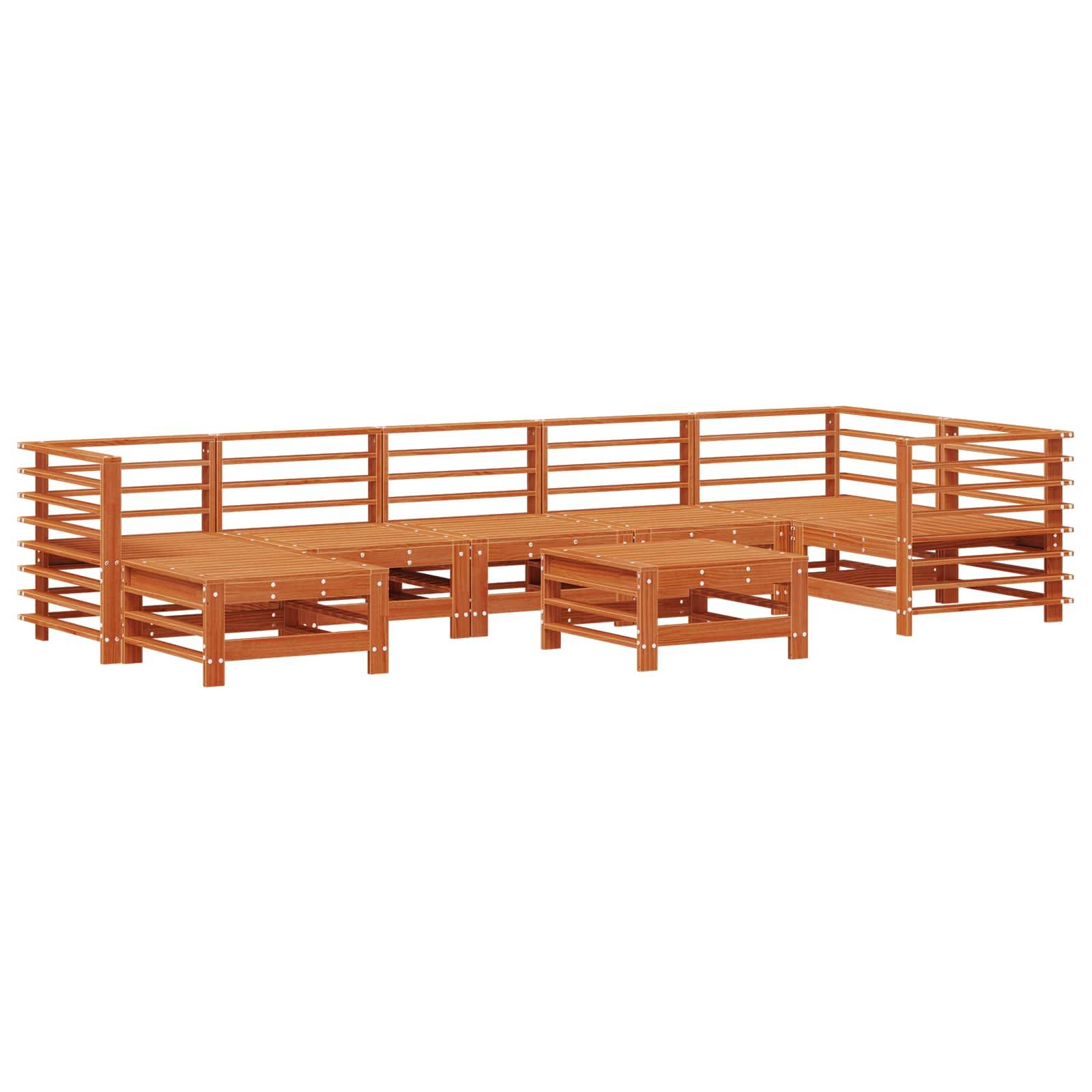 vidaXL Garten-Lounge-Set 8 pcs Wachsbraun Massives Kiefernholz