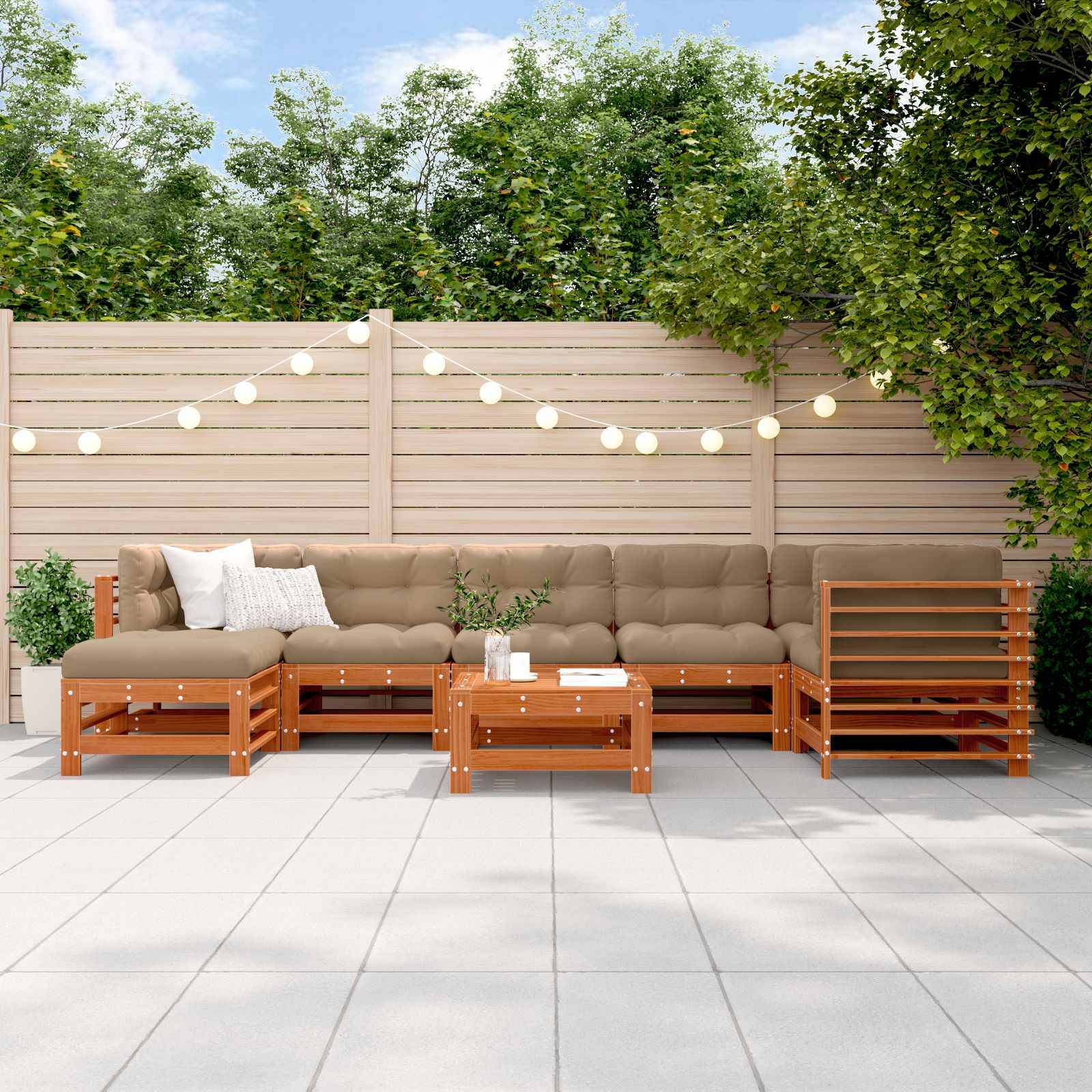 vidaXL Garten-Lounge-Set 8 pcs Wachsbraun Massives Kiefernholz