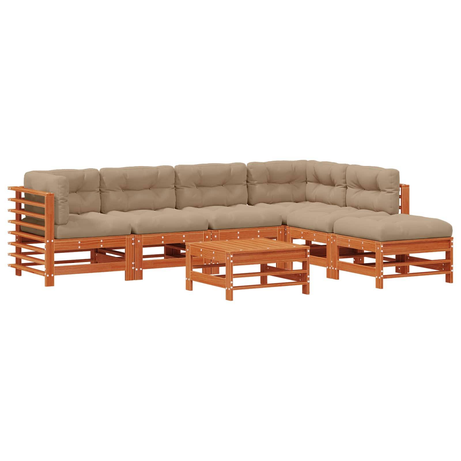 vidaXL Garten-Lounge-Set 7 pcs Wachsbraun Massives Kiefernholz