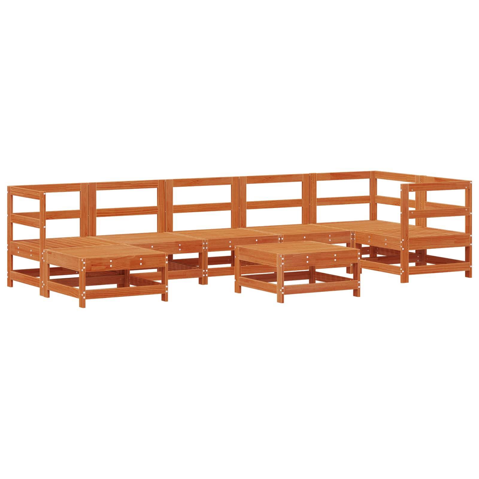 vidaXL Garten-Lounge-Set 8 pcs Wachsbraun Massives Kiefernholz