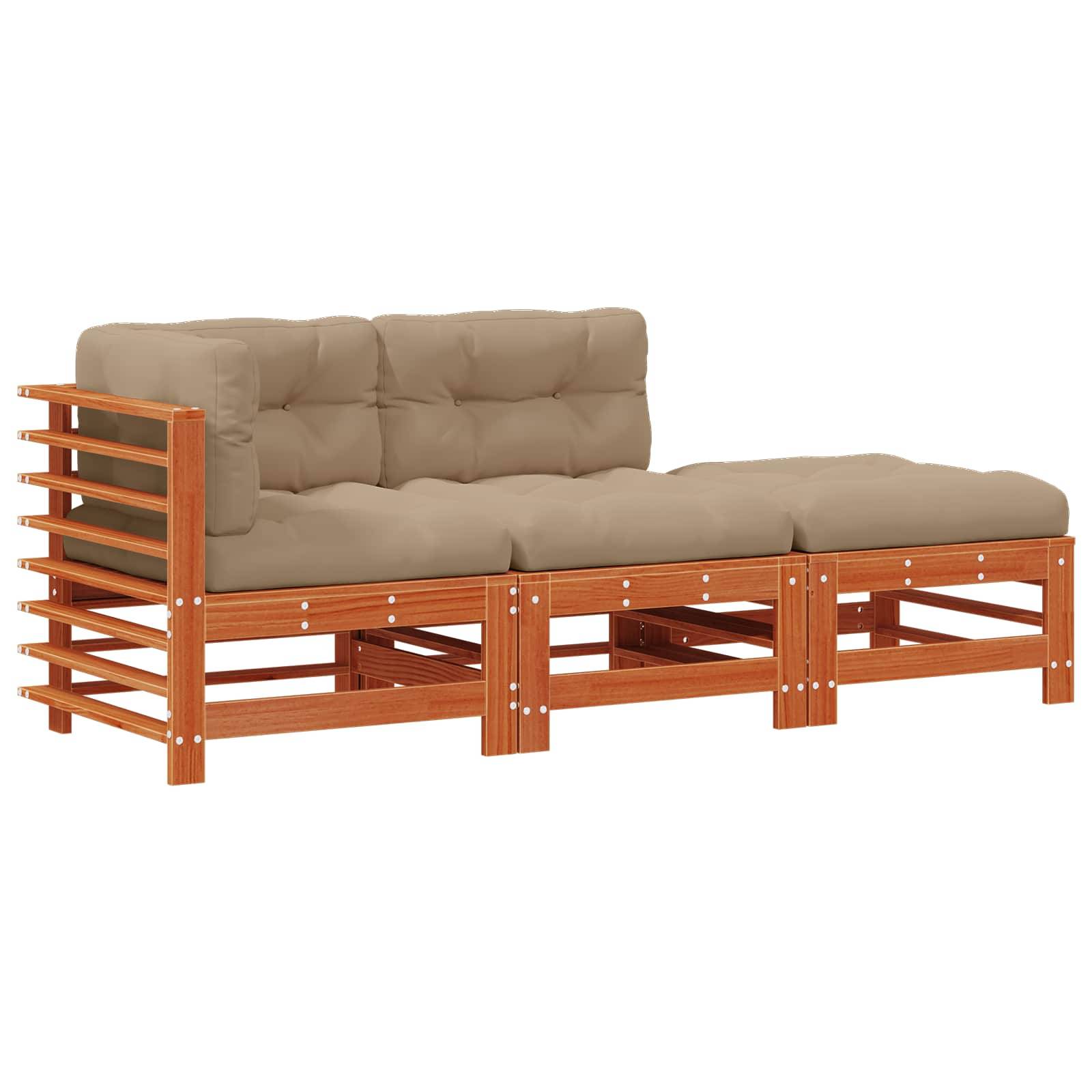vidaXL Garten-Lounge-Set 3 pcs Wachsbraun Massives Kiefernholz
