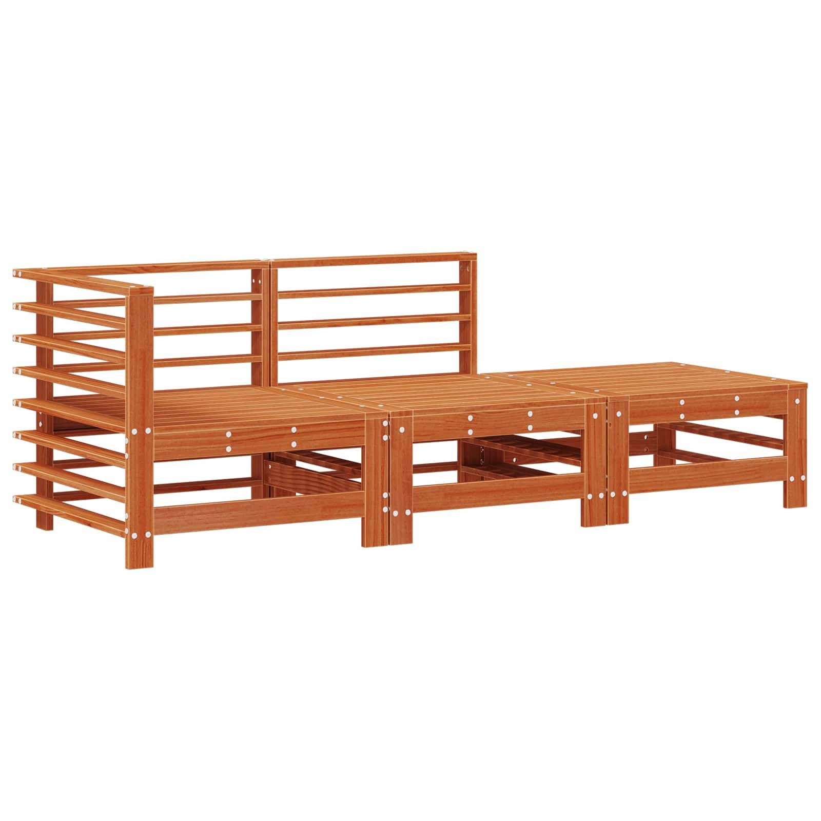 vidaXL Garten-Lounge-Set 3 pcs Wachsbraun Massives Kiefernholz