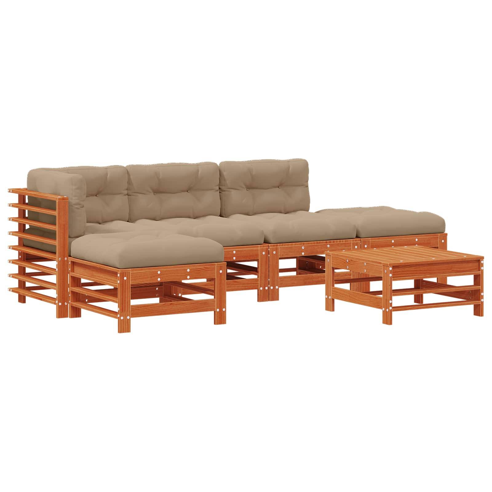 vidaXL Garten-Lounge-Set 6 pcs Wachsbraun Massives Kiefernholz