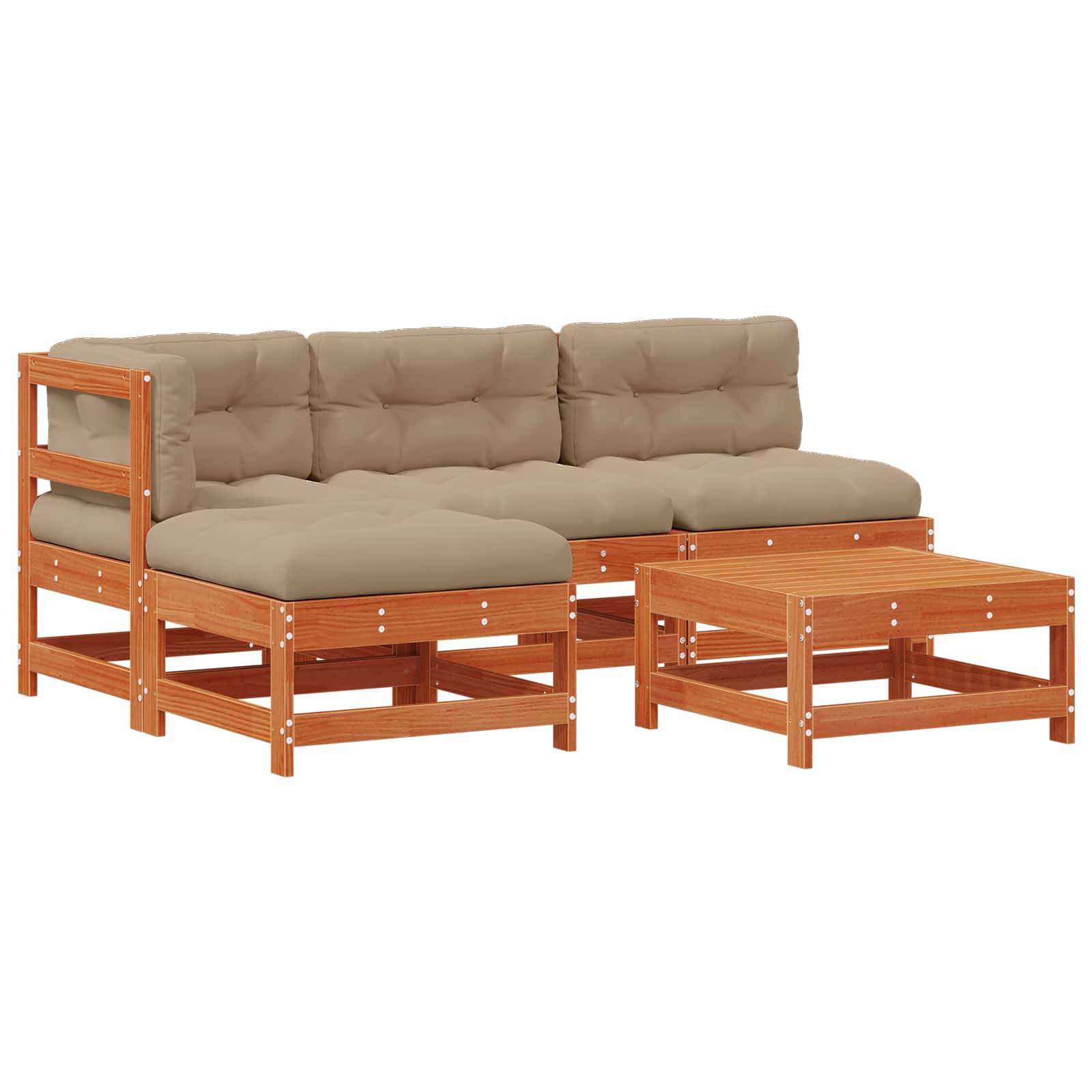 vidaXL Garten-Lounge-Set 5 pcs Wachsbraun Massives Kiefernholz