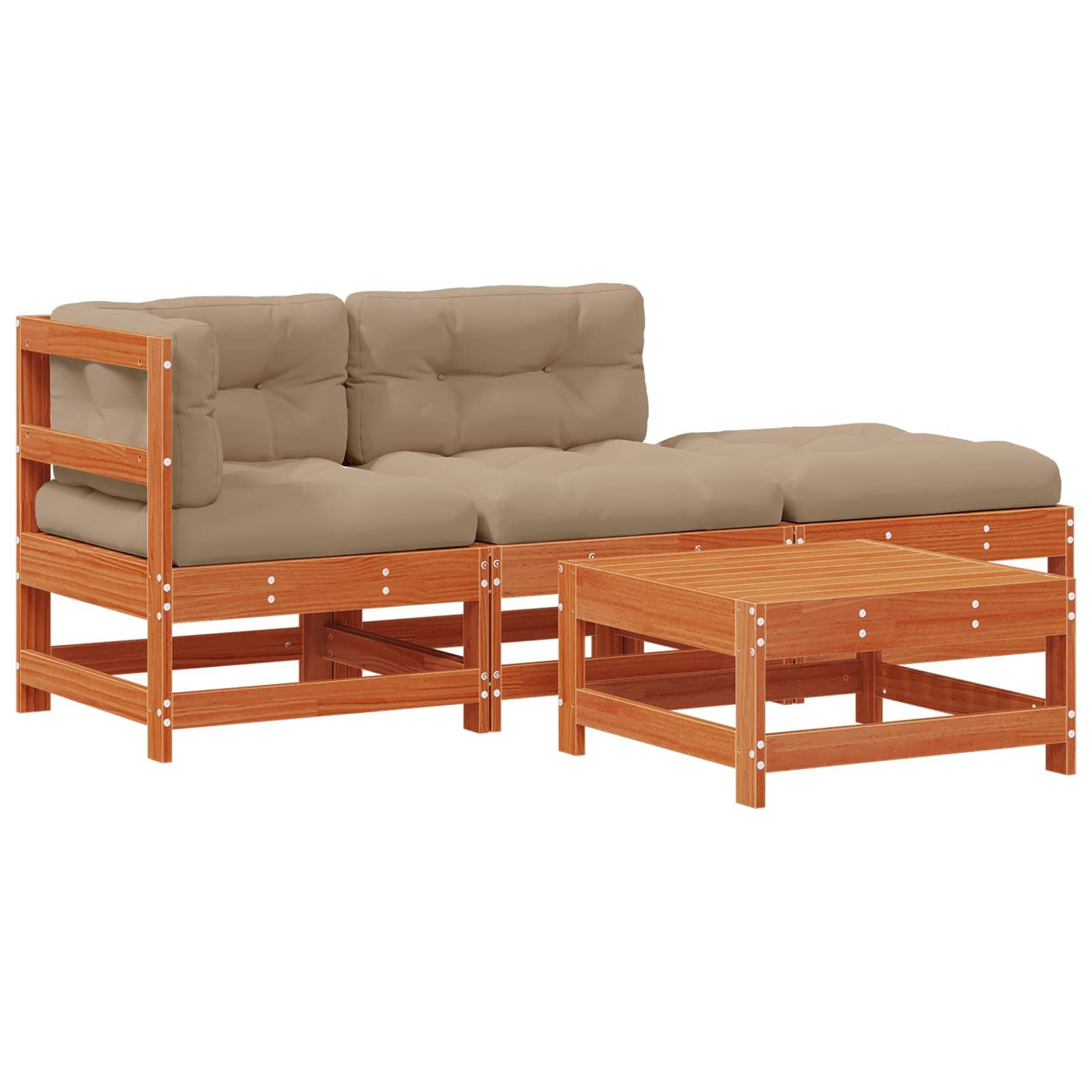vidaXL Garten-Lounge-Set 4 pcs Wachsbraun Massives Kiefernholz