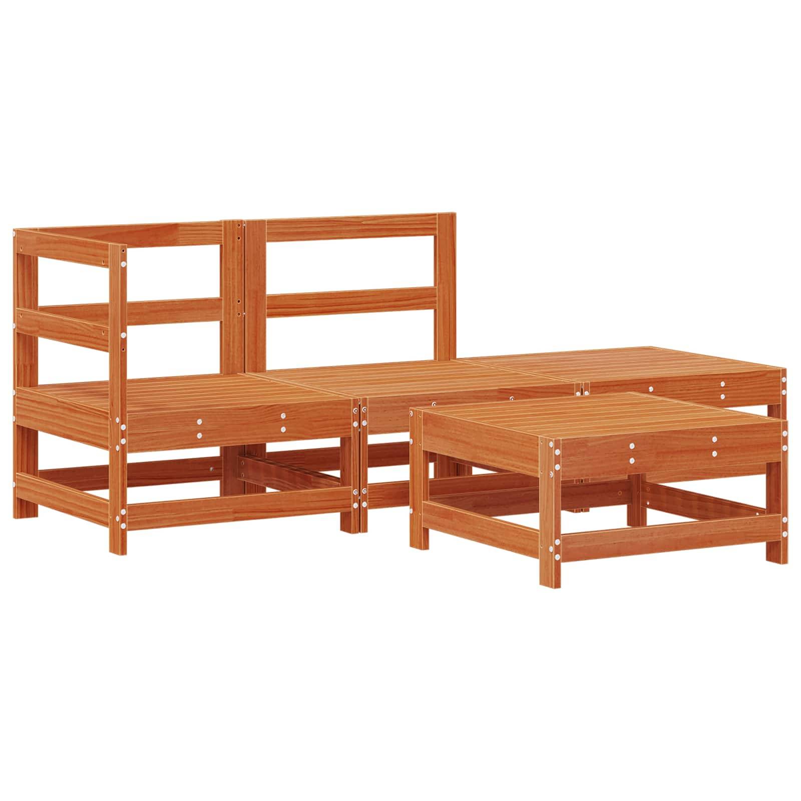 vidaXL Garten-Lounge-Set 4 pcs Wachsbraun Massives Kiefernholz