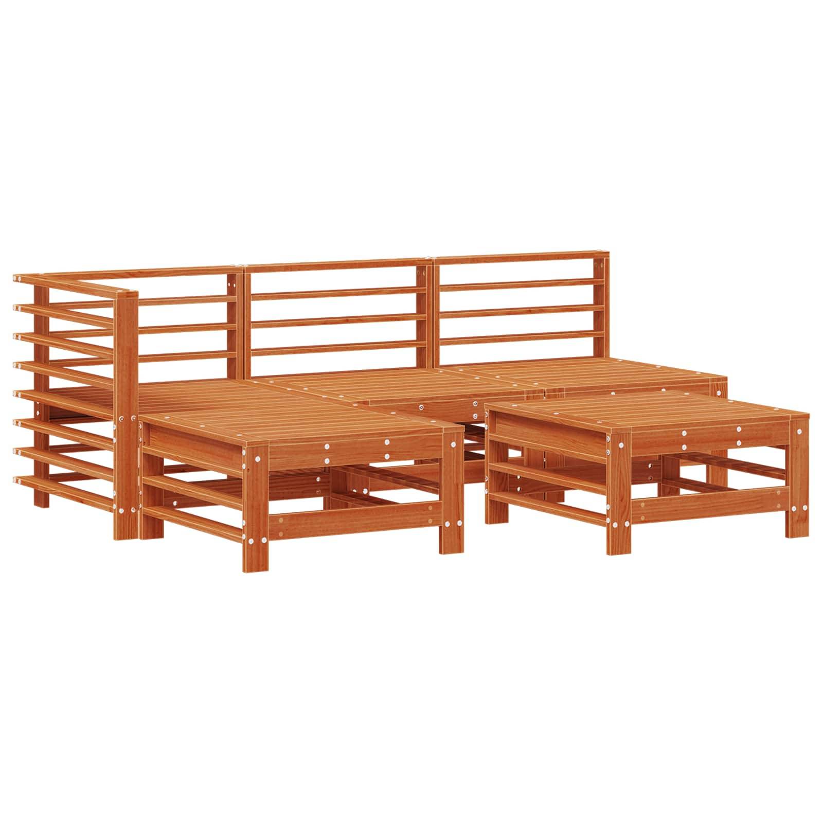 vidaXL Garten-Lounge-Set 5 pcs Wachsbraun Massives Kiefernholz