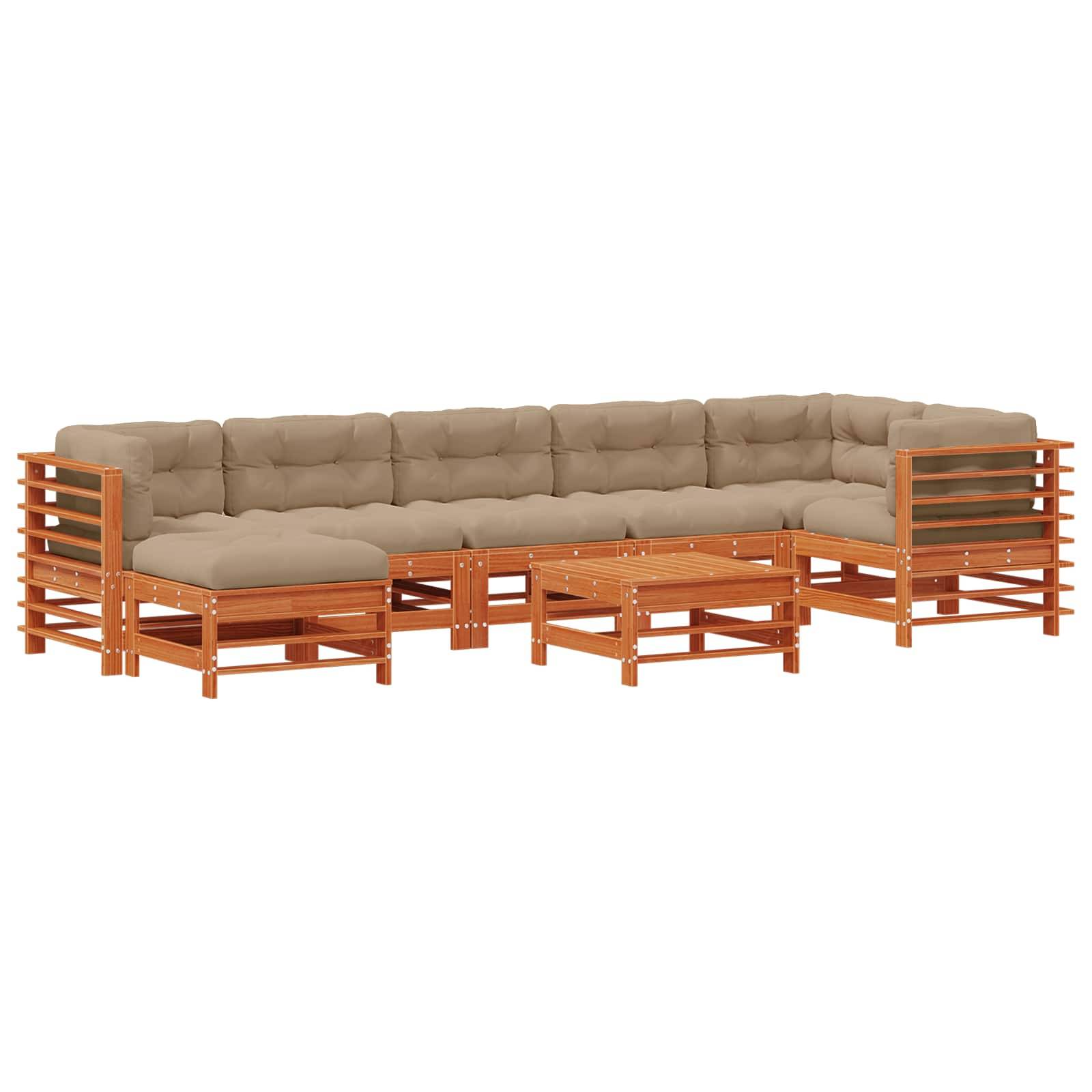 vidaXL Garten-Lounge-Set 8 pcs Wachsbraun Massives Kiefernholz