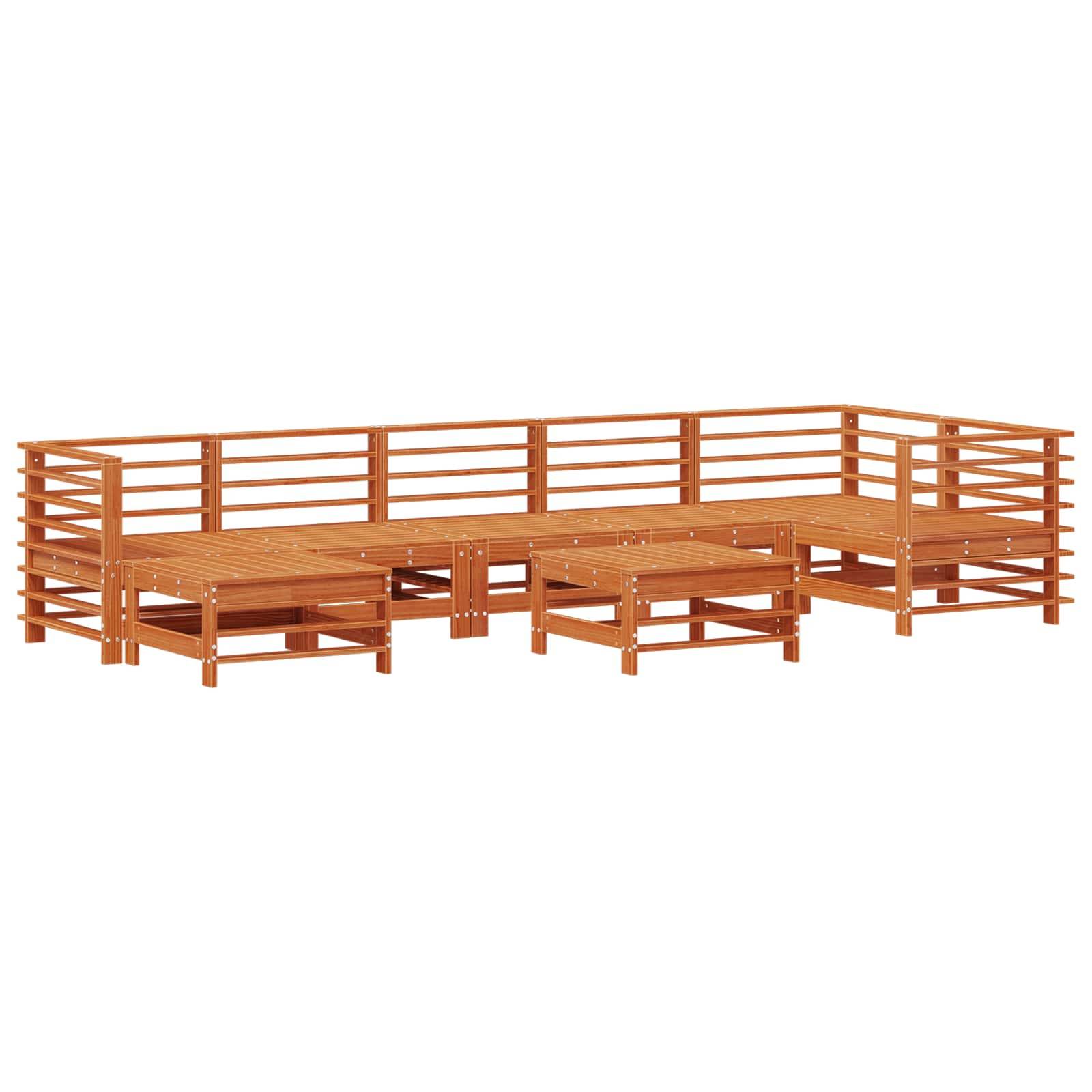 vidaXL Garten-Lounge-Set 8 pcs Wachsbraun Massives Kiefernholz