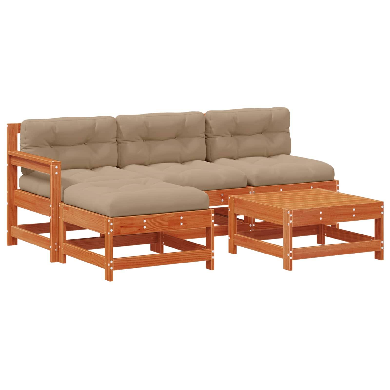 vidaXL Garten-Lounge-Set 5 pcs Wachsboden Kiefer Massives Kiefernholz