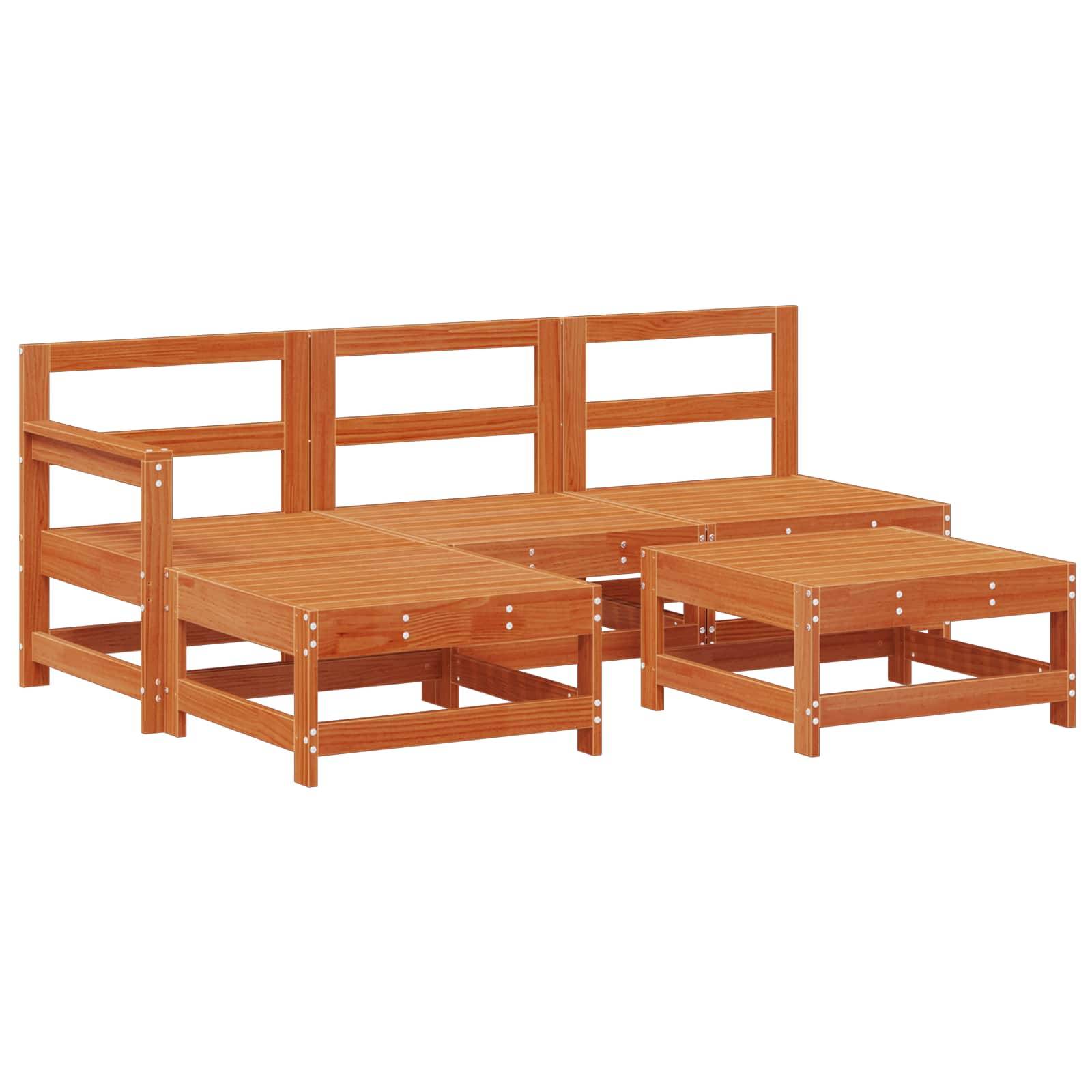 vidaXL Garten-Lounge-Set 5 pcs Wachsboden Kiefer Massives Kiefernholz