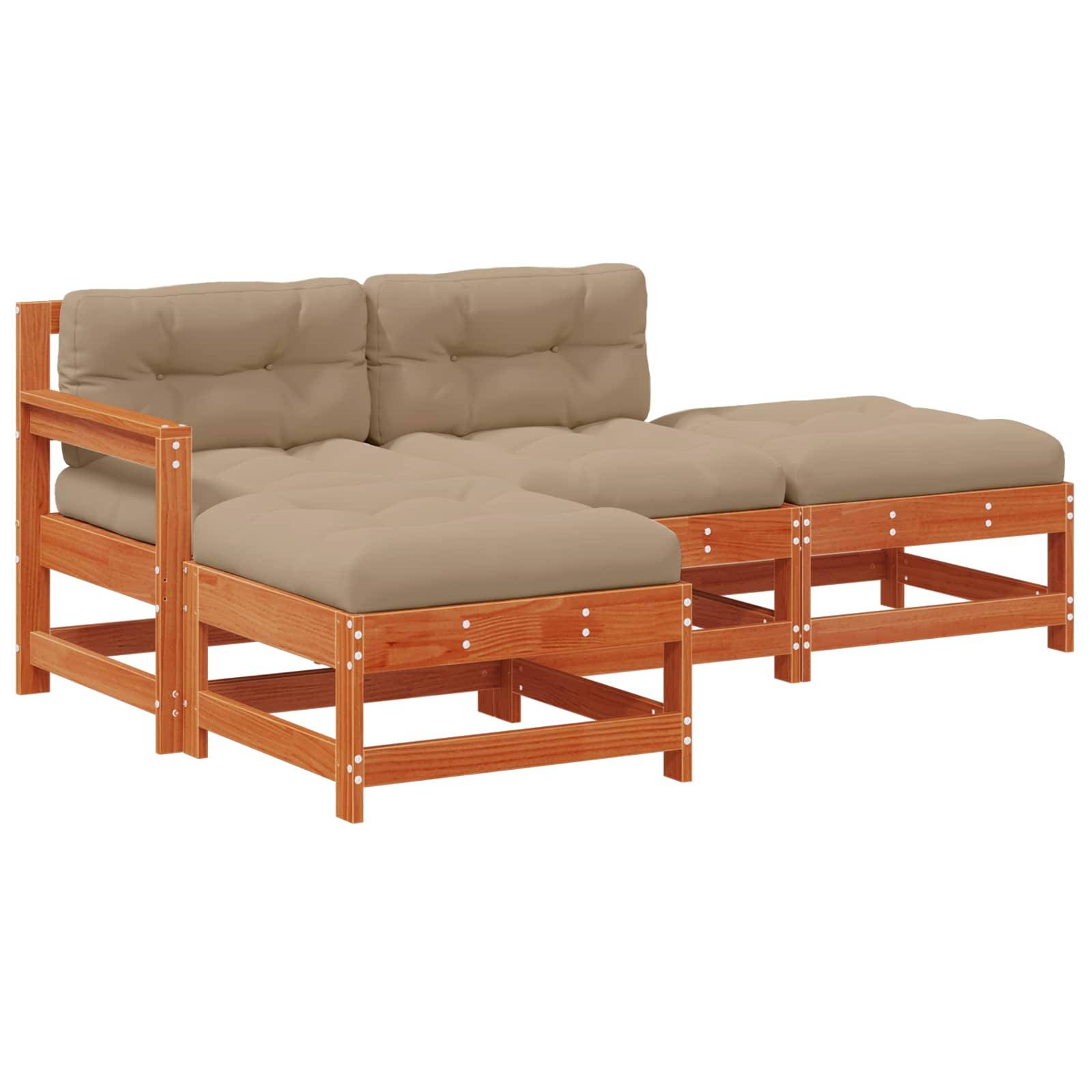 vidaXL Garten-Lounge-Set 4 pcs Wachsbraun Massives Kiefernholz