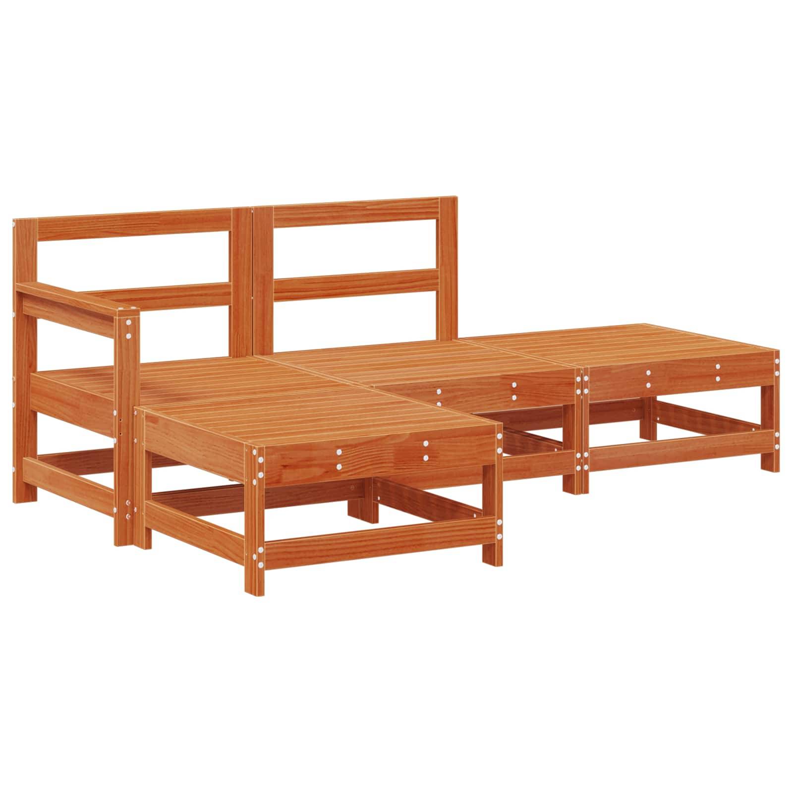 vidaXL Garten-Lounge-Set 4 pcs Wachsbraun Massives Kiefernholz