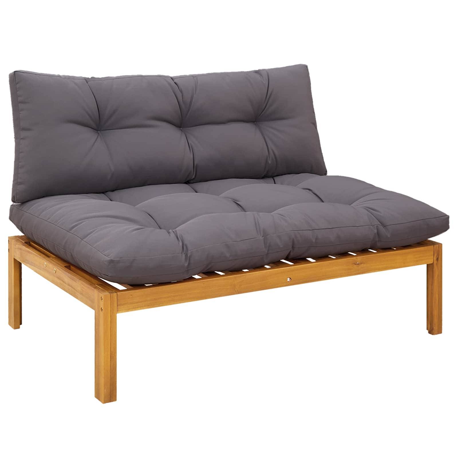 vidaXL Mittelsofa Einheit Natürlich und Dunkelgrau 120 x 80 x 82 cm