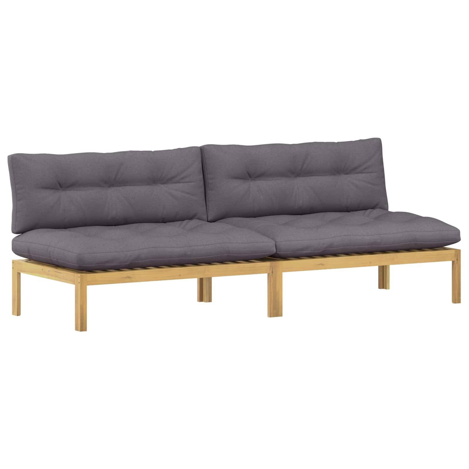 vidaXL Mittelsofa Einheit Helles Akazie und Dunkelgrau Akazienholz