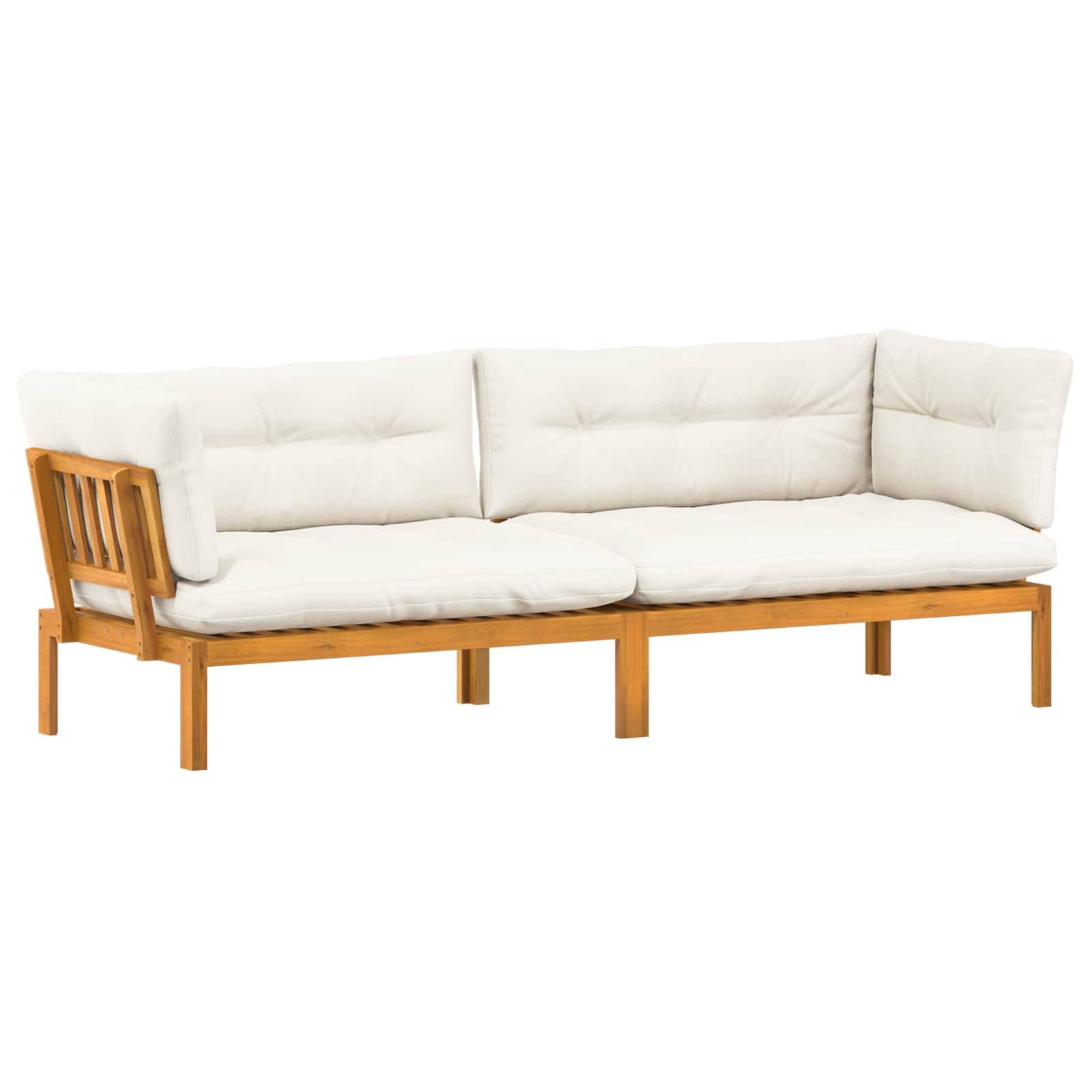 vidaXL Garten Pallet Sofa Einheiten 2 Stück Natürlich und Cremweiß