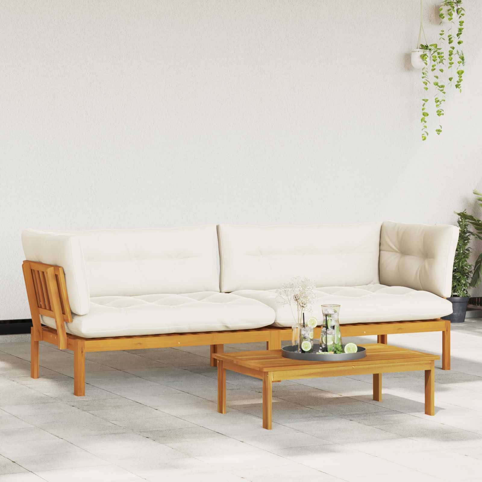 vidaXL Garten Pallet Sofa Einheiten 2 Stück Natürlich und Cremweiß