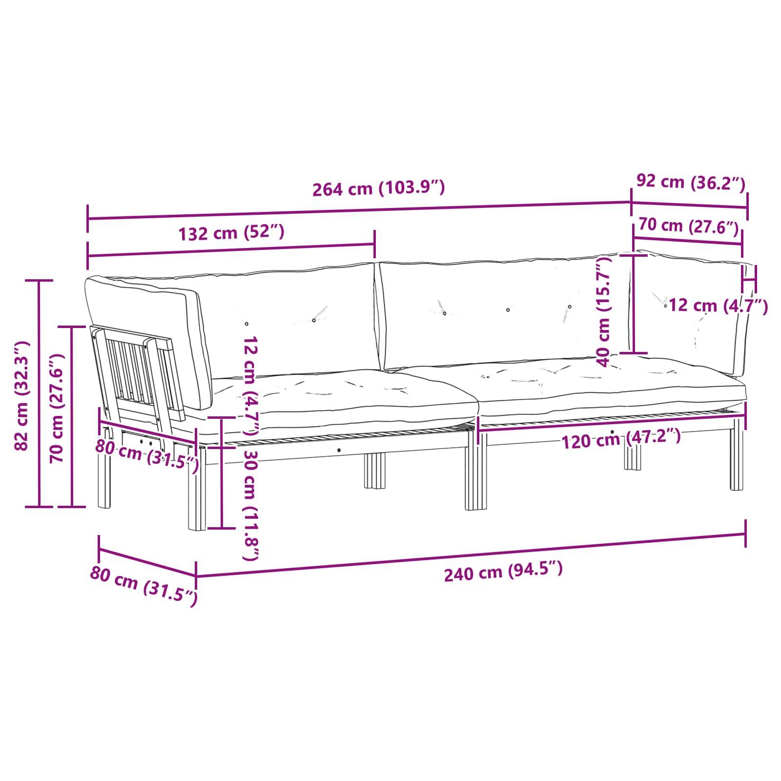 vidaXL Garten Pallet Sofa Einheiten 2 Stück Hellbraun und Dunkelgrau