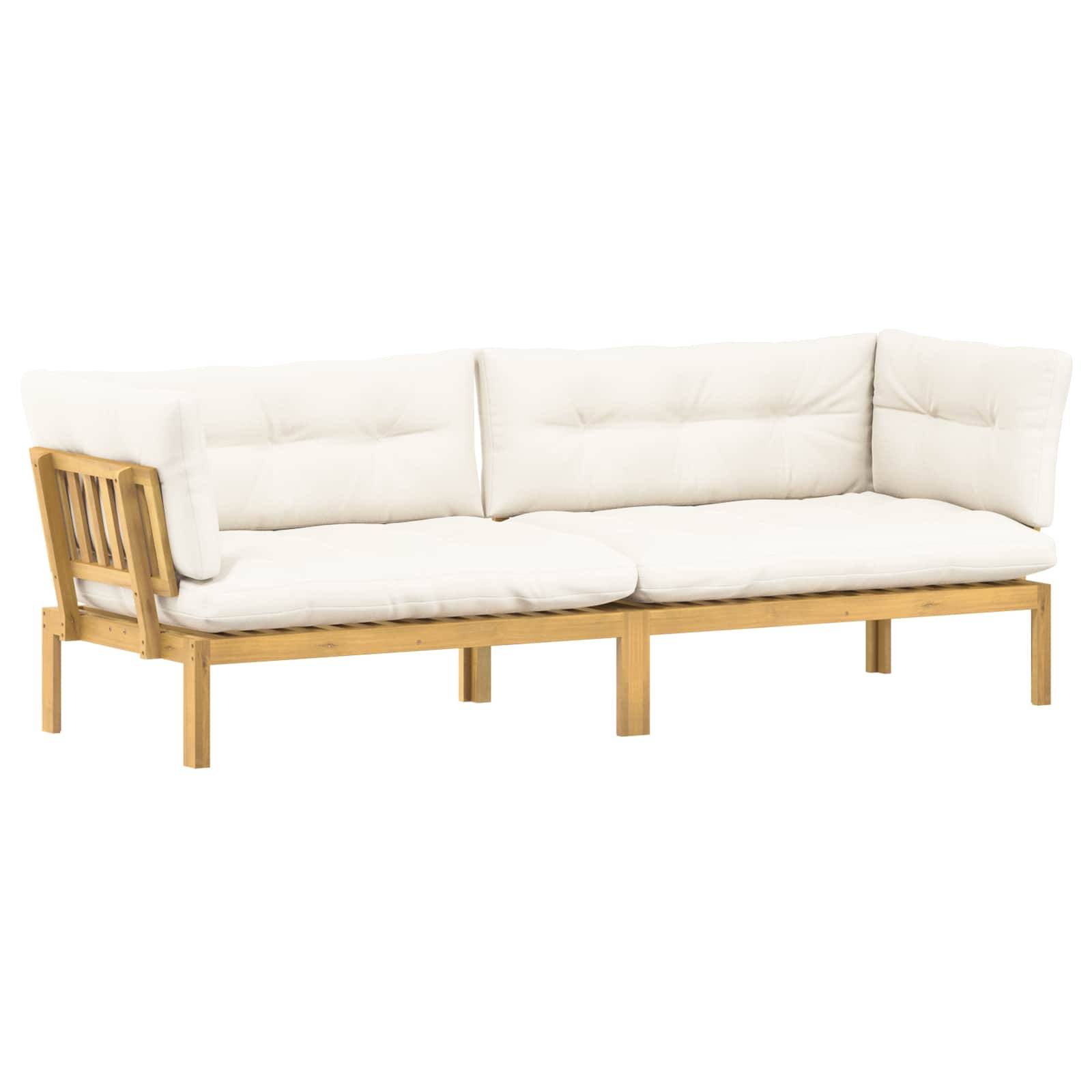 vidaXL Garten Pallet Sofa Einheiten 2 Stück Hellbraun und Cremeweiß