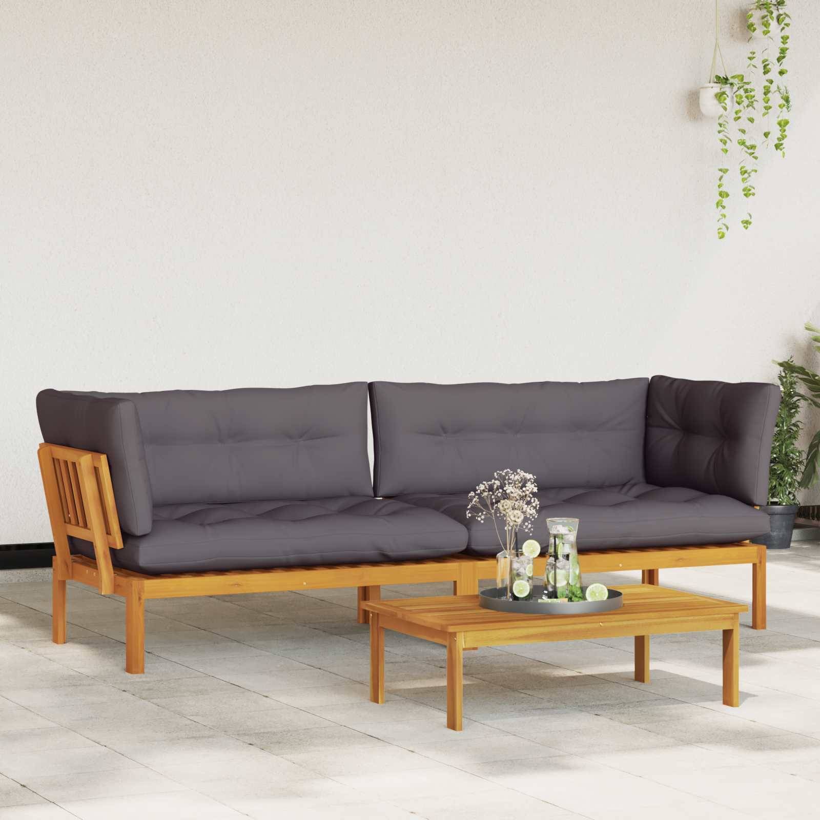 vidaXL Garten Pallet Sofa Einheiten 2 Stück Natürlich und Dunkelgrau