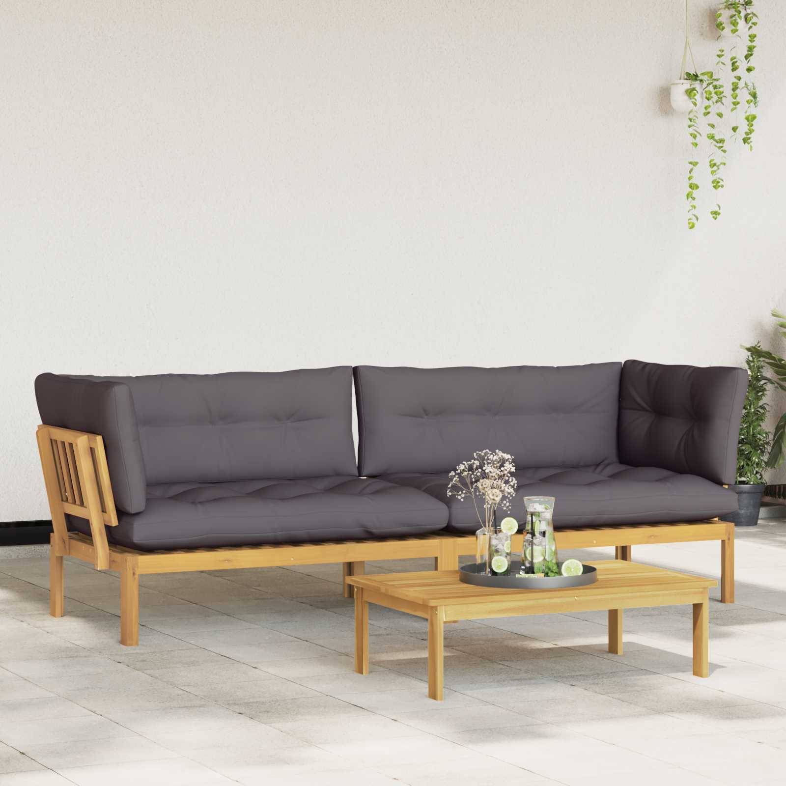 vidaXL Garten Pallet Sofa Einheiten 2 Stück Hellbraun und Dunkelgrau