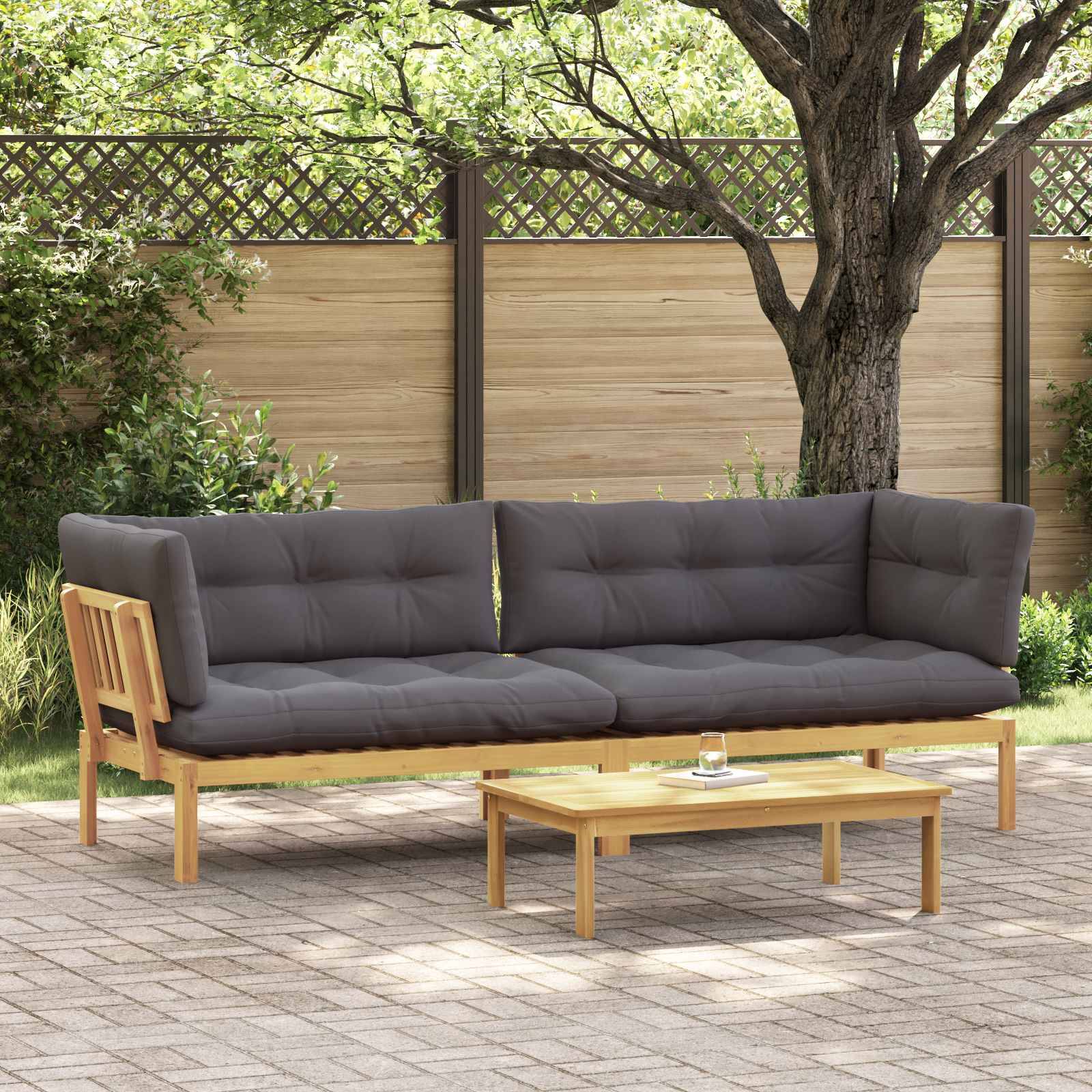 vidaXL Garten Pallet Sofa Einheiten 2 Stück Hellbraun und Dunkelgrau