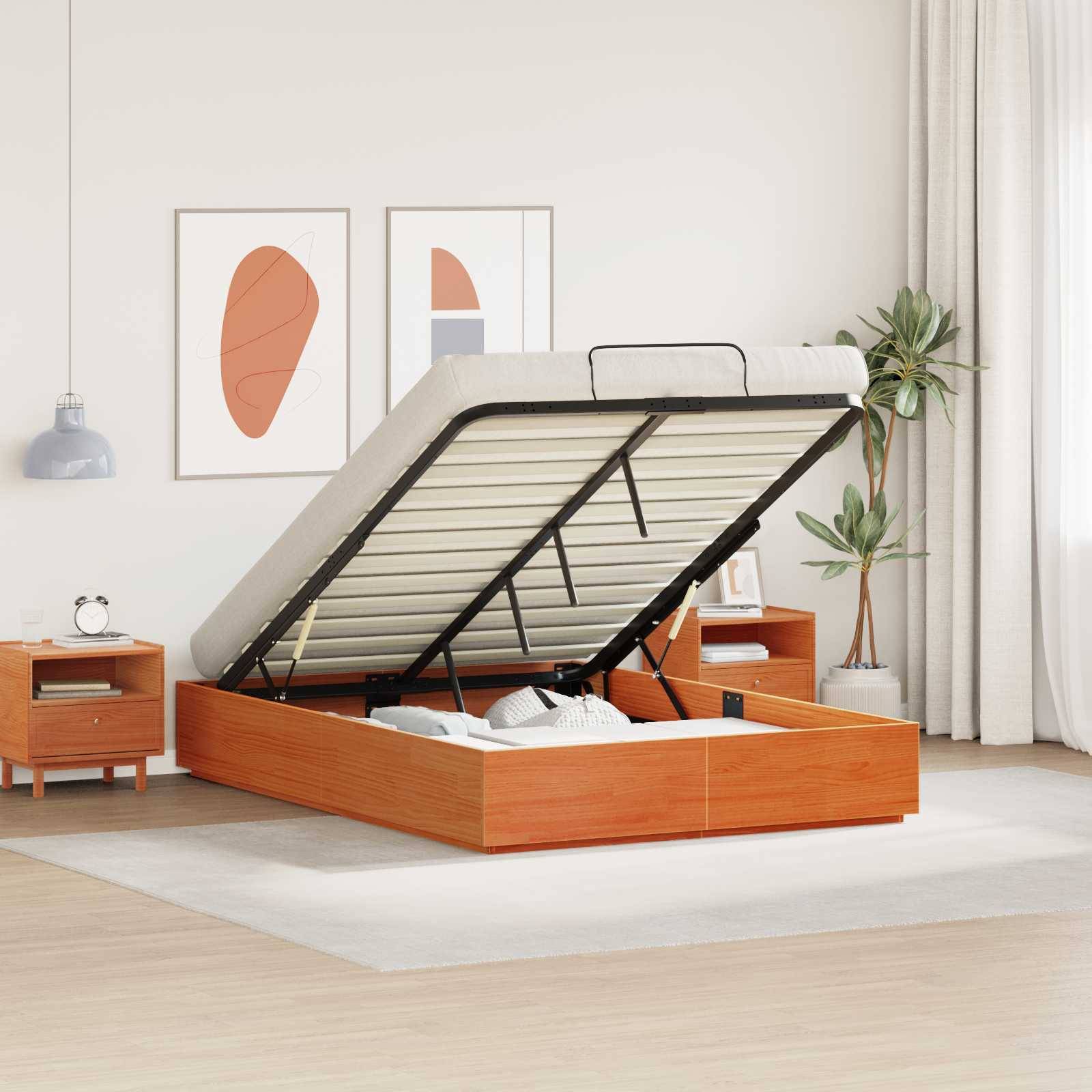 vidaXL Ottoman Bettgestell Wachsbraun 120 x 200 cm