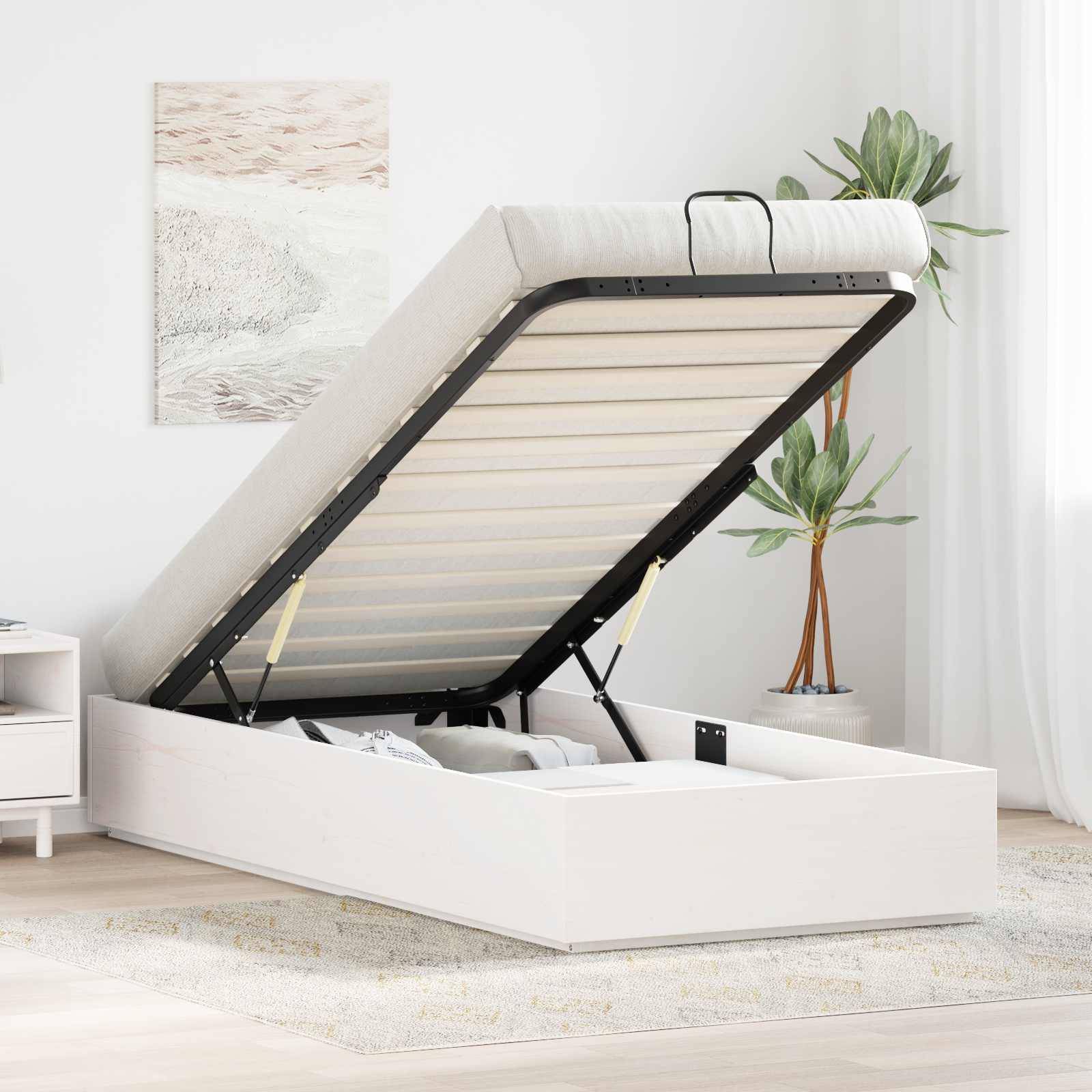 vidaXL Ottoman Bettgestell mit Stauraum Weiß 75 x 190 cm