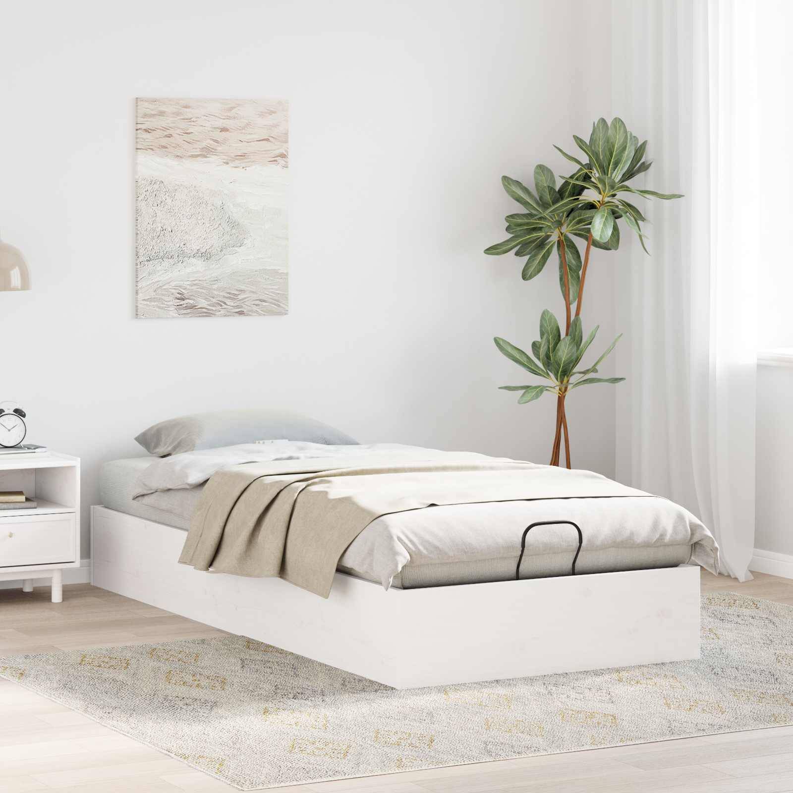 vidaXL Ottoman Bettgestell mit Stauraum Weiß 75 x 190 cm