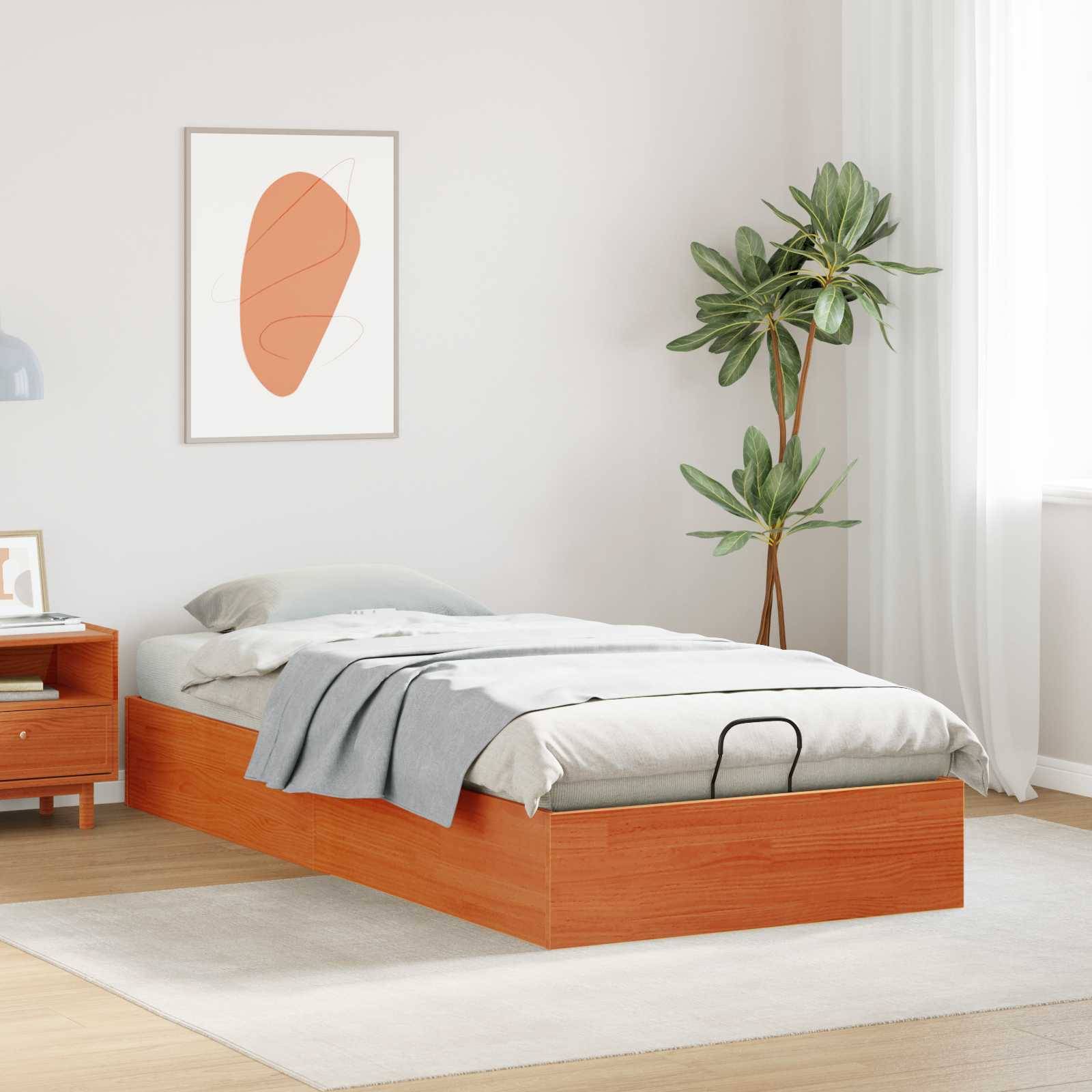 vidaXL Ottoman Bettgestell mit Stauraum Wachsbraun 100 x 200 cm