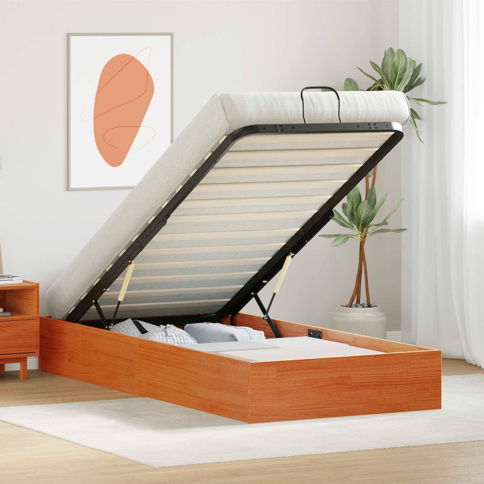 vidaXL Ottoman Bettgestell mit Stauraum Wachsbraun 100 x 200 cm