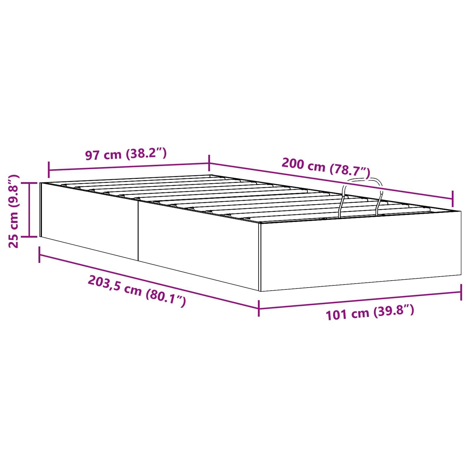 vidaXL Ottoman Bettgestell mit Stauraum Wachsbraun 100 x 200 cm
