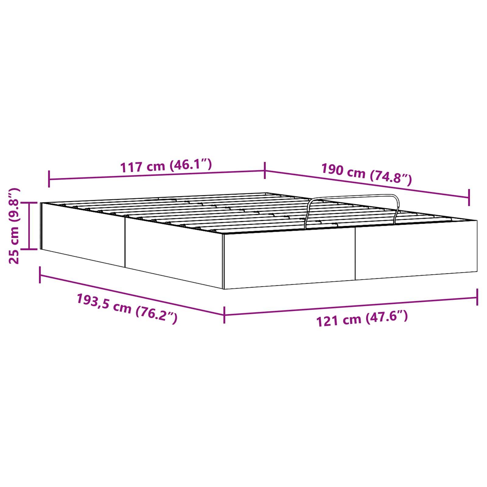 vidaXL Ottoman Bettgestell mit Stauraum Wachsbraun 120 x 190 cm
