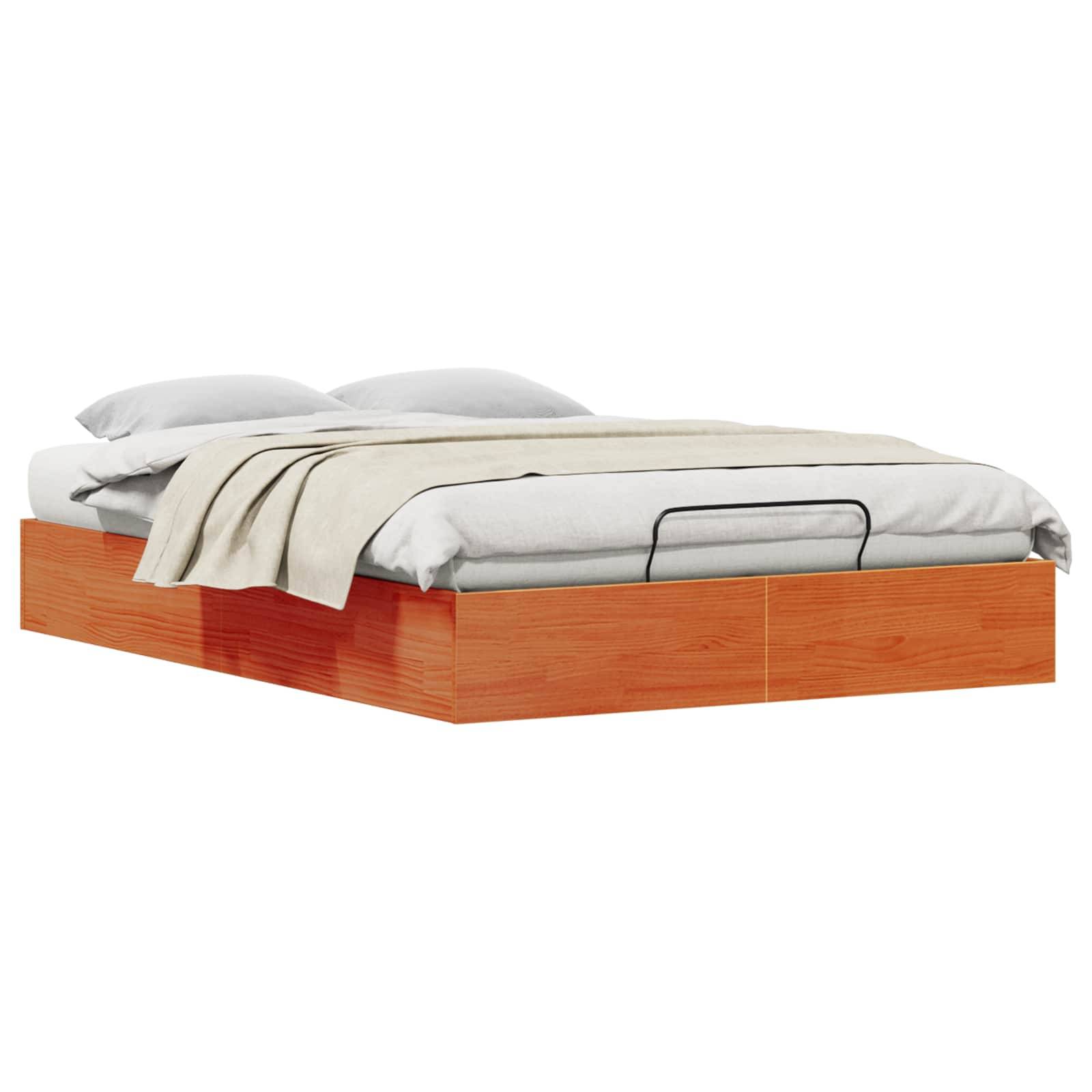 vidaXL Ottoman Bettgestell mit Stauraum Wachsbraun 140 x 190 cm