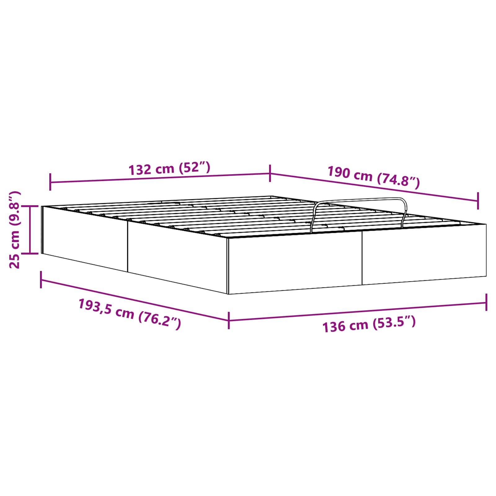 vidaXL Ottoman Bettgestell mit Stauraum Wachsbraun 135 x 190 cm