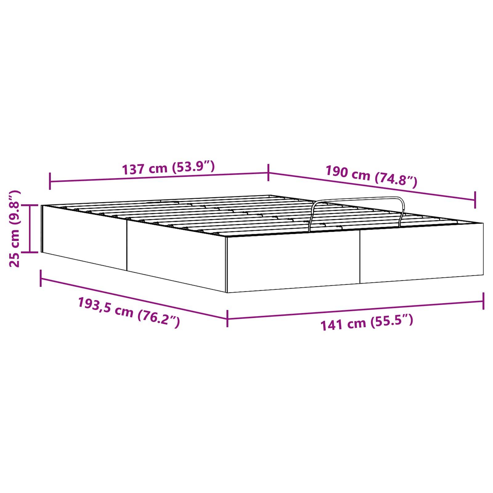 vidaXL Ottoman Bettgestell mit Stauraum Wachsbraun 140 x 190 cm